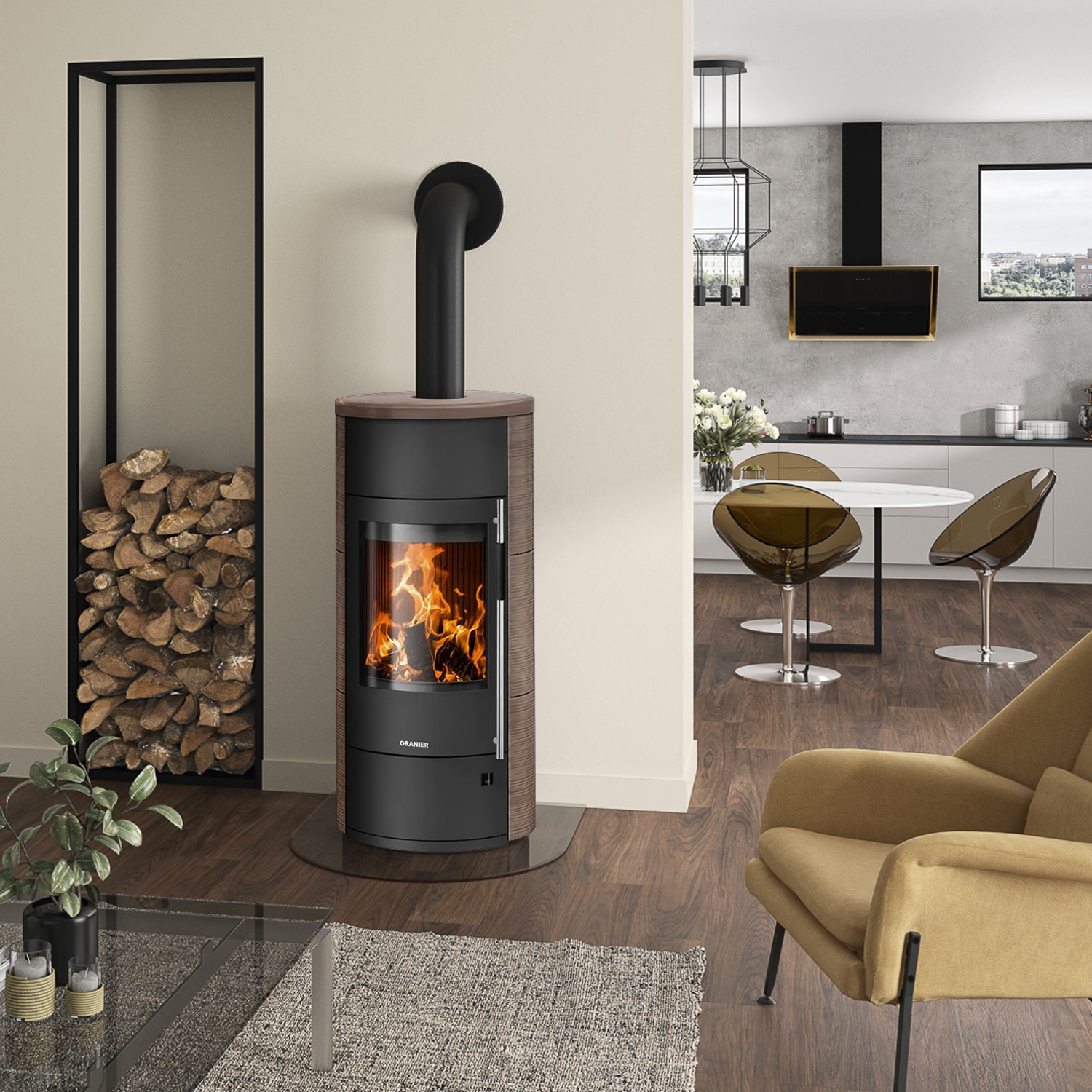 Oranier Polar Neo Aqua wasserführender Kaminofen Keramik Grappa