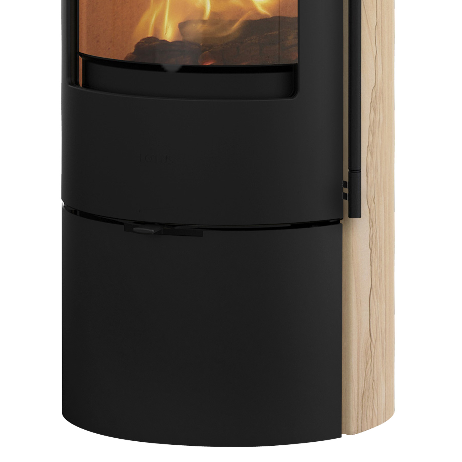 Lotus Prestige Basic S Kaminofen Sandstein, Korpus Schwarz, DIBt, Rauchrohranschluss hinten