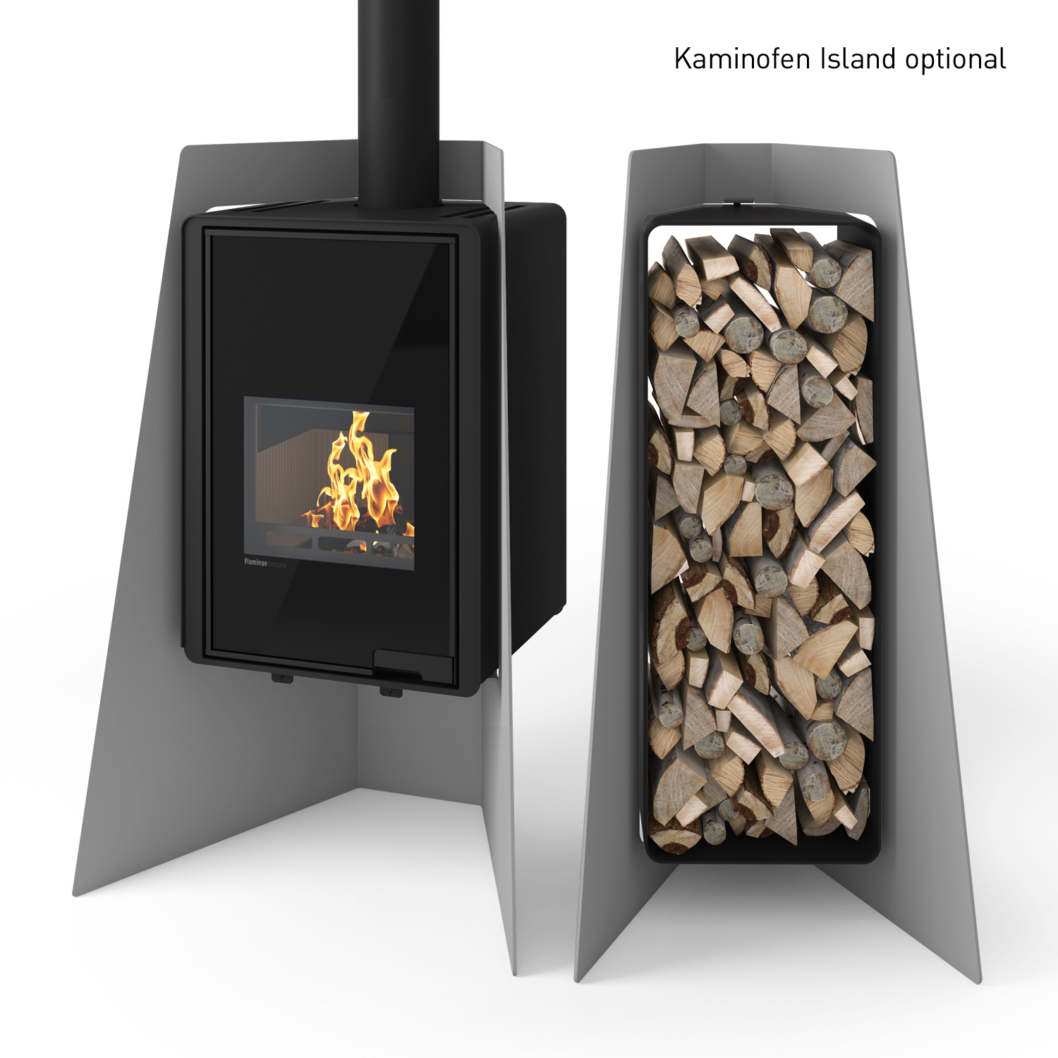 HS Flamingo Deluxe 3 Holzregal Grau