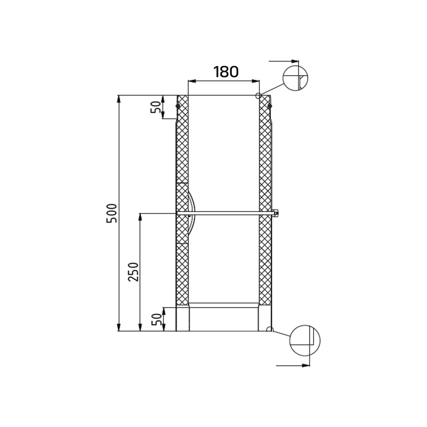 Raik Lifestyle DUO Rauchrohrbogen 180mm schwarz L: 500mm mit Tür für Rauchrohr / Ofenrohr