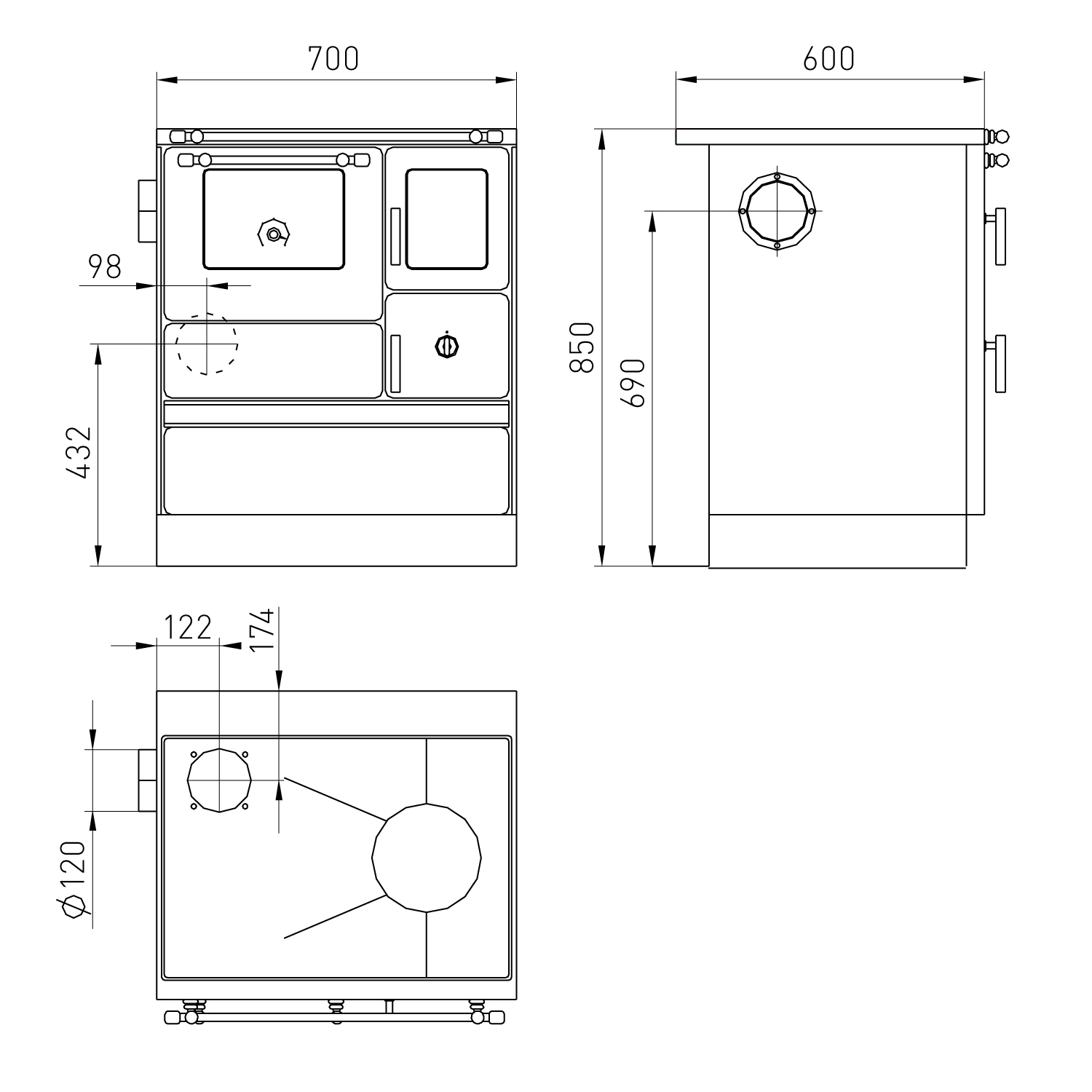 Westminster K 176 F/A 70 Küchenofen Stahl Elfenbein, Backfach links Westminster K 176 F/A 70 Küchenofen Stahl Elfenbein, Backfach links