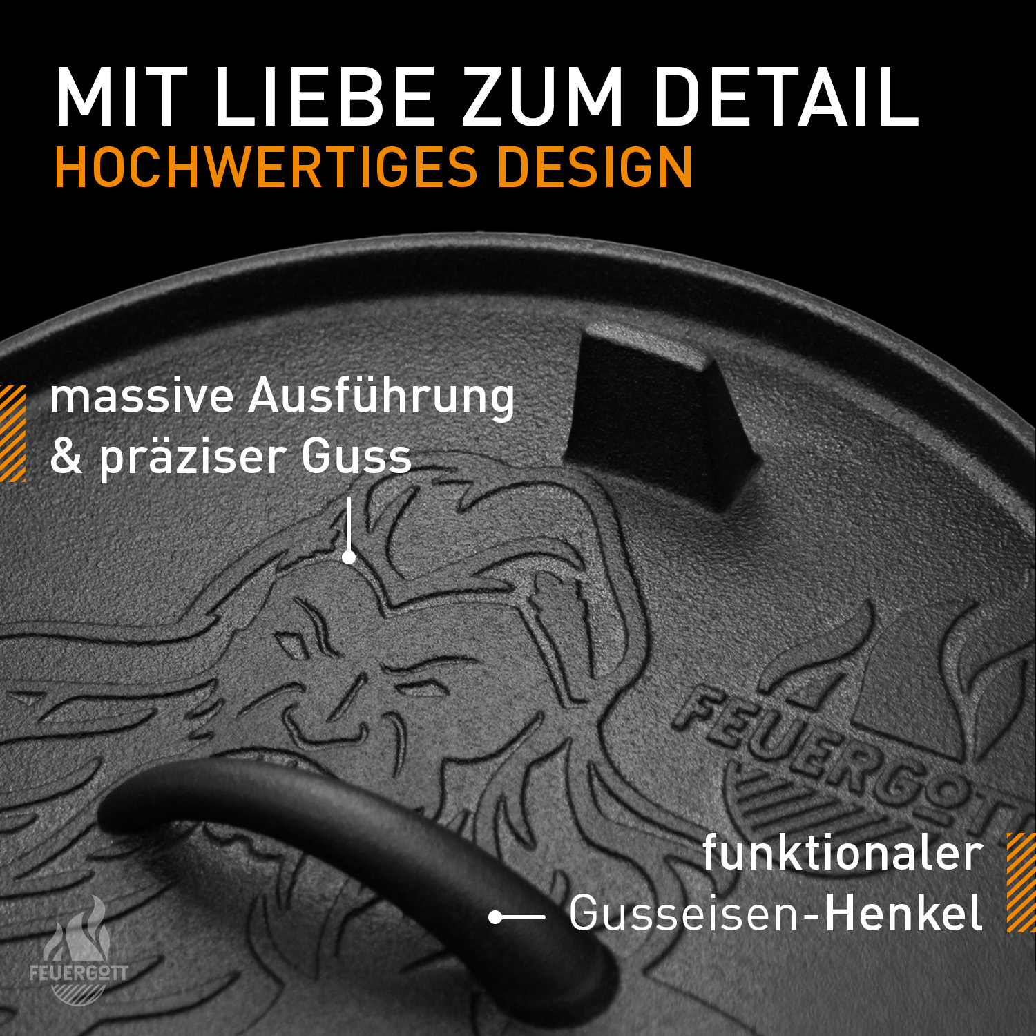 FEUERGOTT Dutch Oven 6,5 l mit Füßen