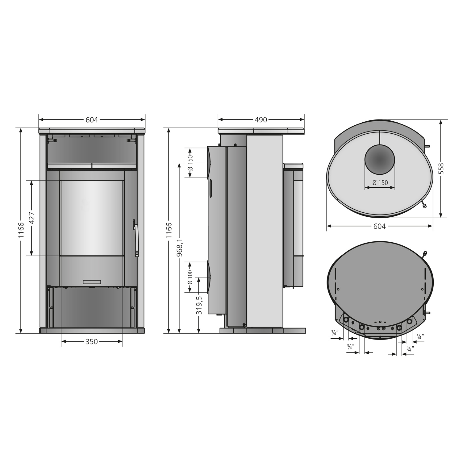 Justus Island Aqua II Wasserführender Kaminofen Stahl Schwarz / Speckstein Justus Island Aqua II Wasserführender Kaminofen Stahl Schwarz / Speckstein