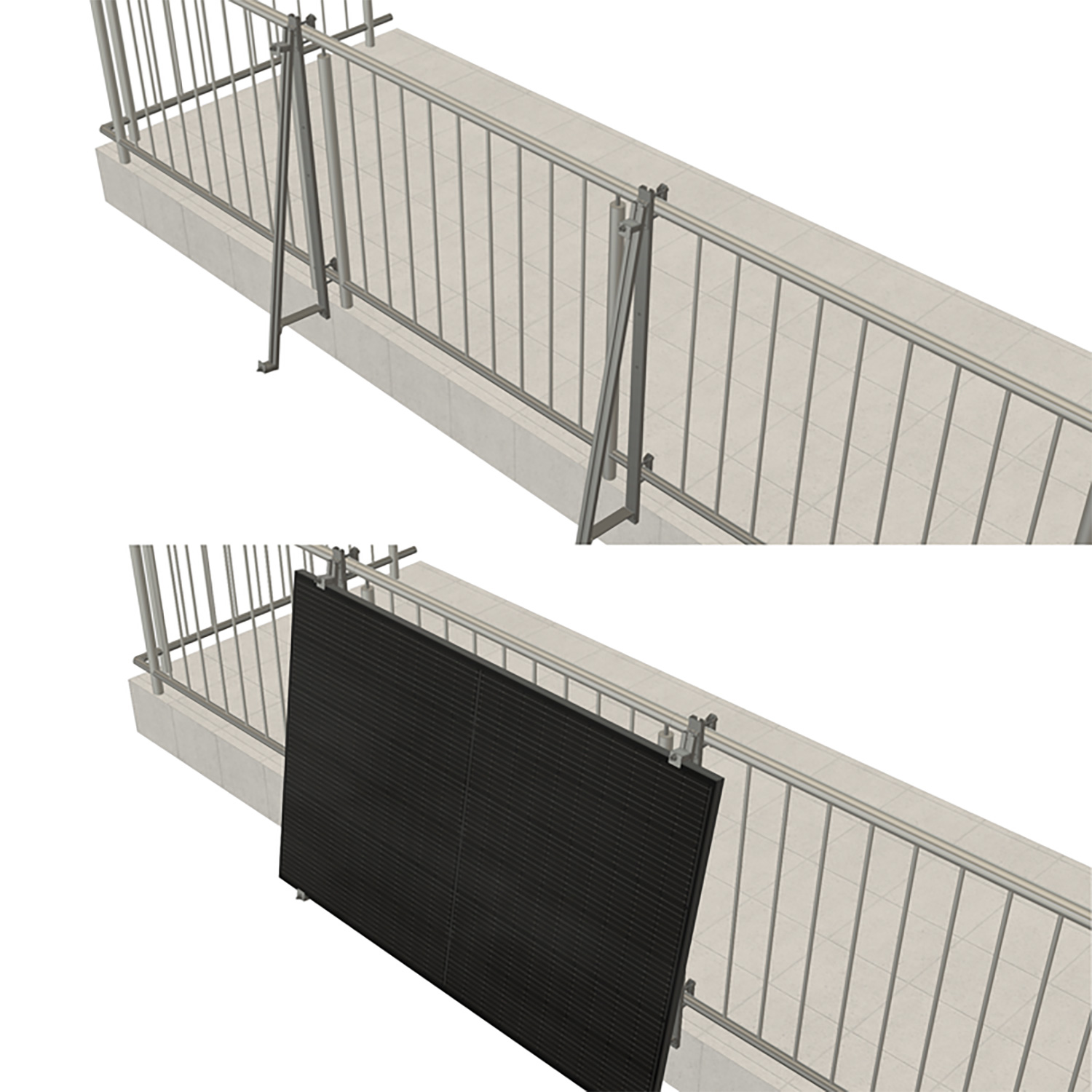 Yuma Verstellbare Balkonhalterung 60-80 Grad für Balkonkraftwerk in Silber Yuma Verstellbare Balkonhalterung 60-80 Grad für Balkonkraftwerk in Silber