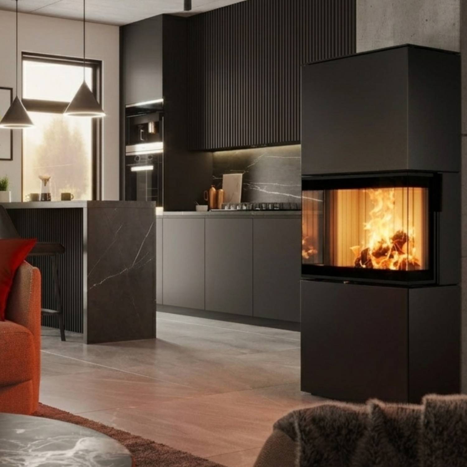 Spartherm Largo L steel RLU Kaminofen Nero