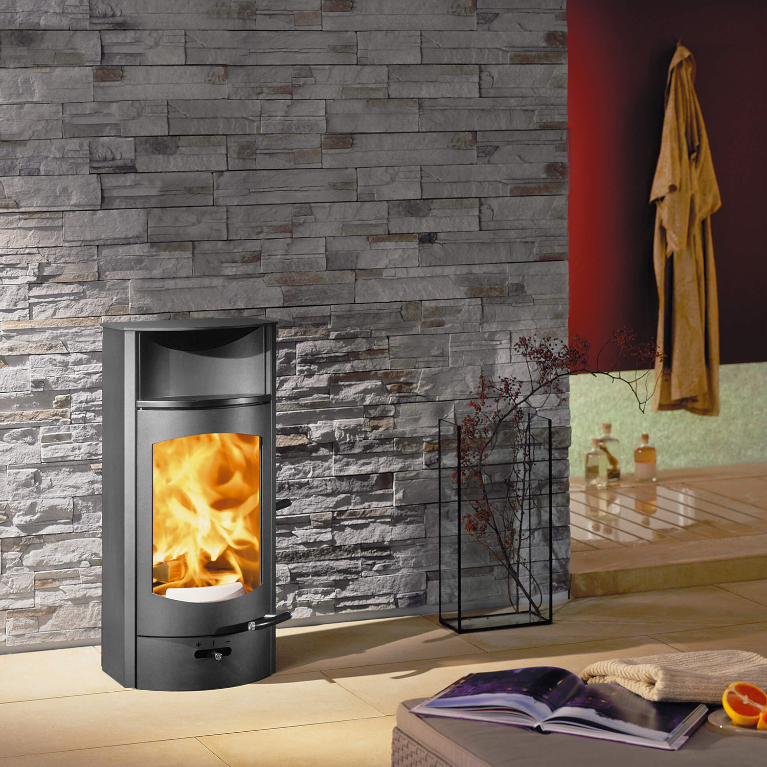 Austroflamm Flok 2.0 Kaminofen Stahl Schwarz, RR hinten