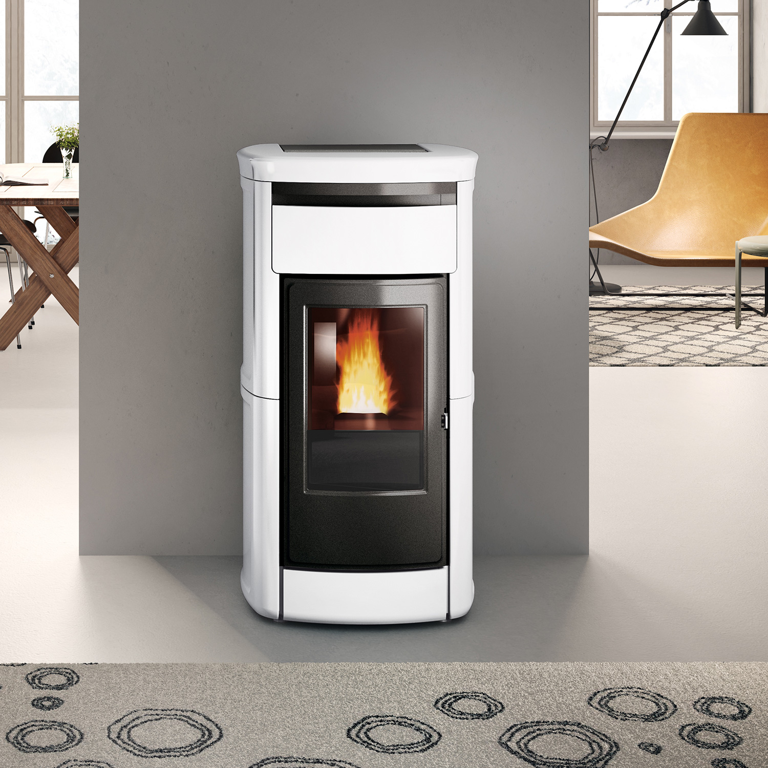 Edilkamin Kira H19 Evo wasserführender Pelletofen Keramik weiß