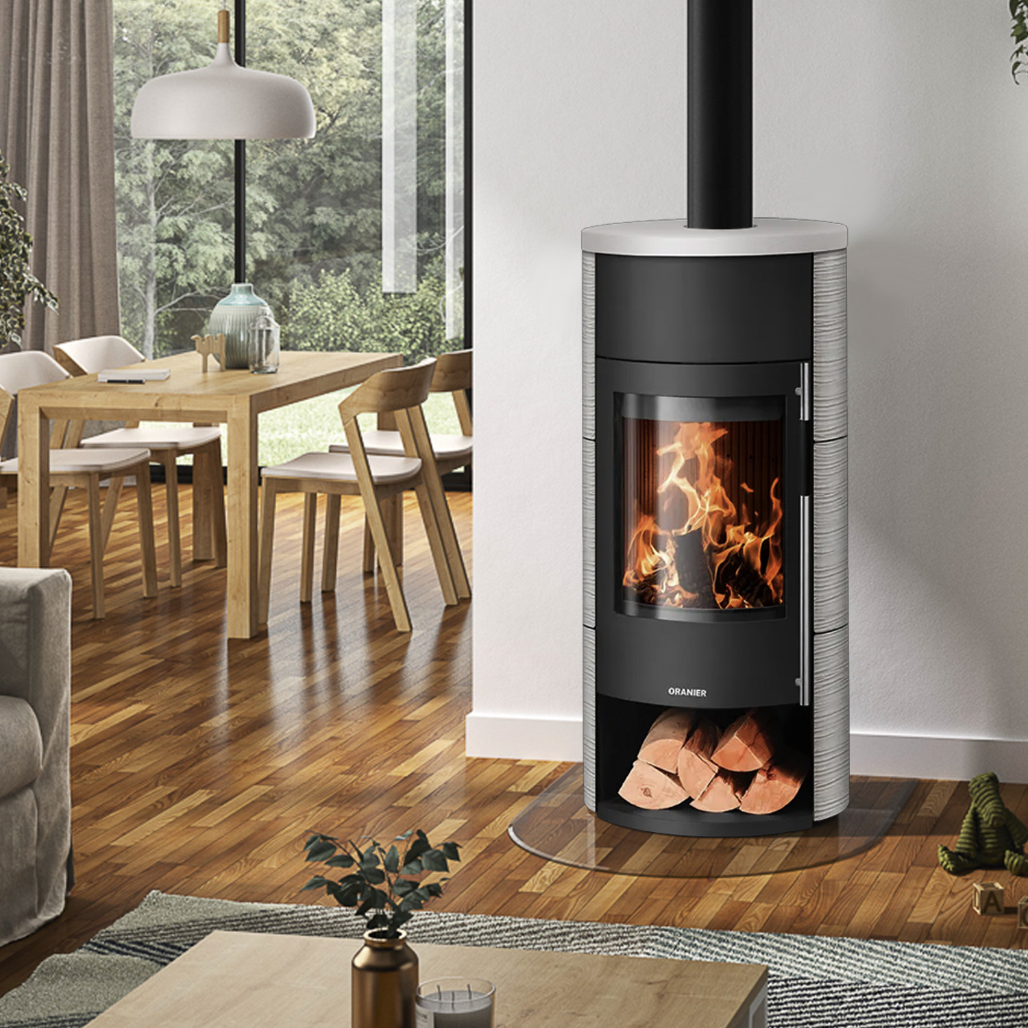 Oranier Polar Neo W+ Kaminofen Keramik Seidenweiß