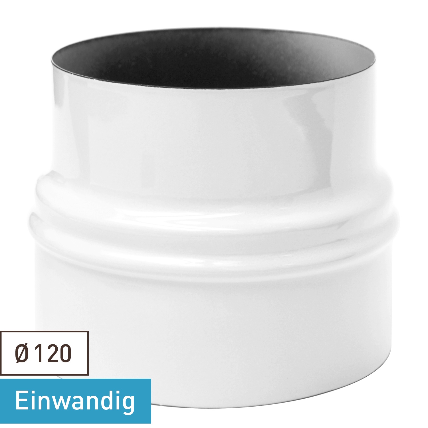 Raik Rauchrohr / Ofenrohr Emaille Erweiterung 120mm - 150mm Weiß