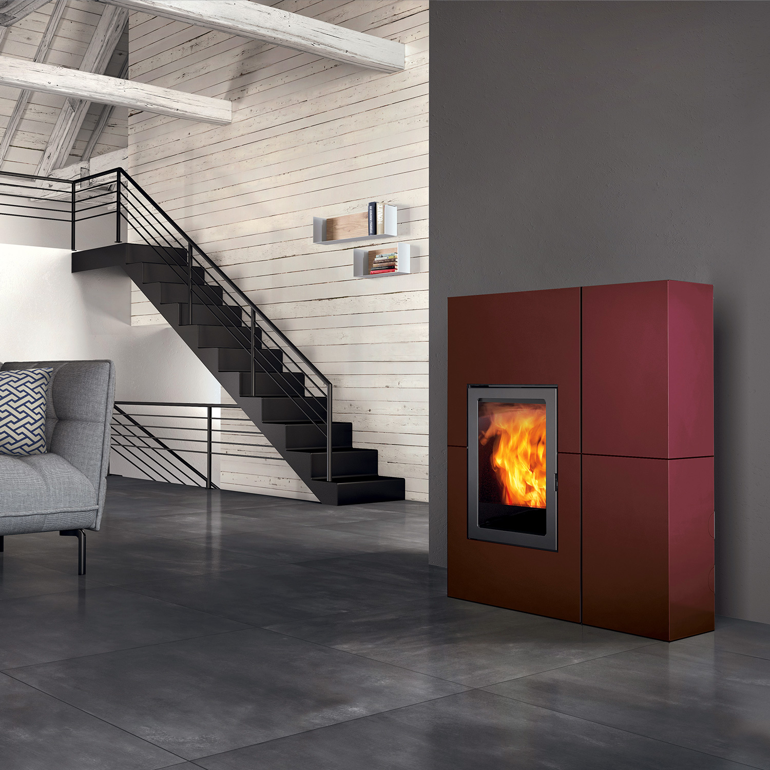 Edilkamin Blade 12++ Evo Pelletofen Stahl bordeaux