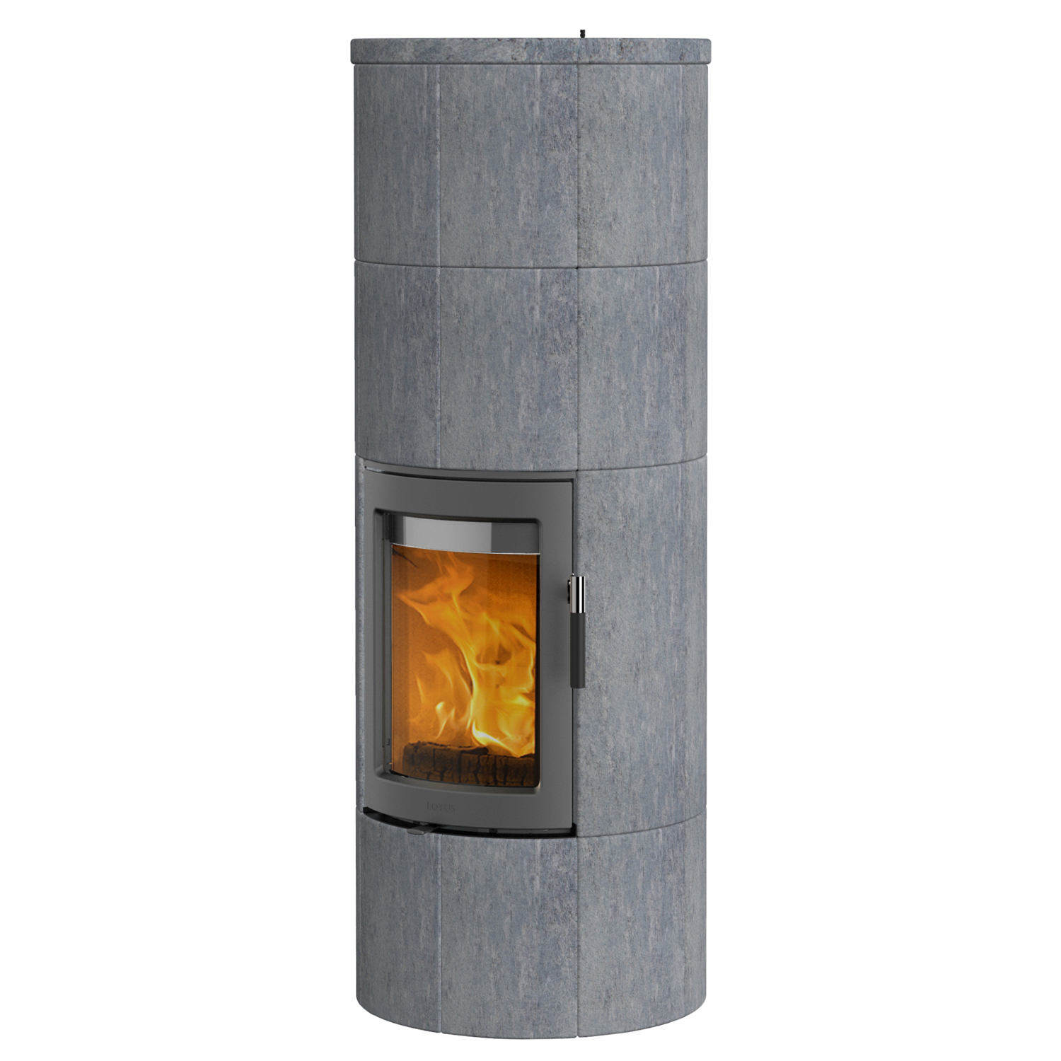 Lotus Maestro 2 Kaminofen Speckstein, Tür Grau, Rauchabgang hinten