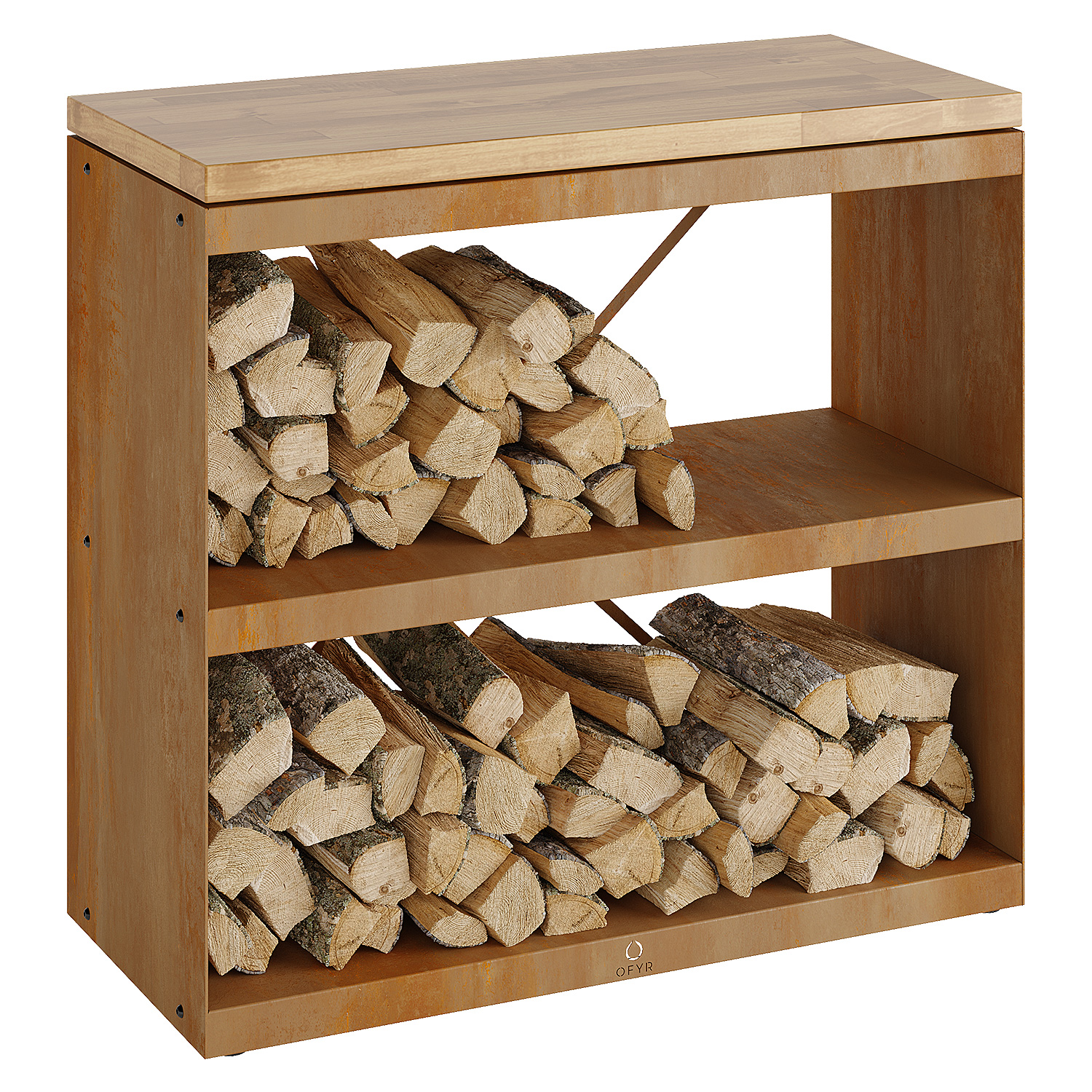 OFYR Holzregal Corten mit Arbeitsplatte OFYR Holzregal Corten mit Arbeitsplatte