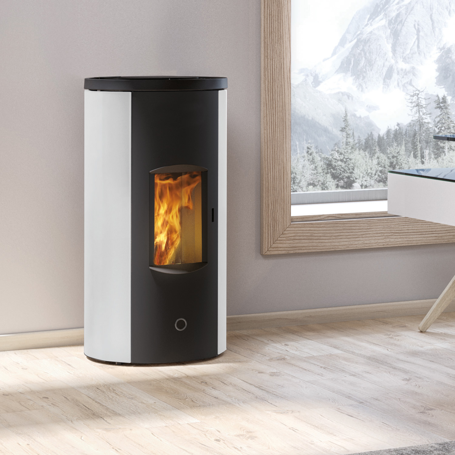 EK63 Like 80 Evo Pelletofen Stahl weiß RR hinten