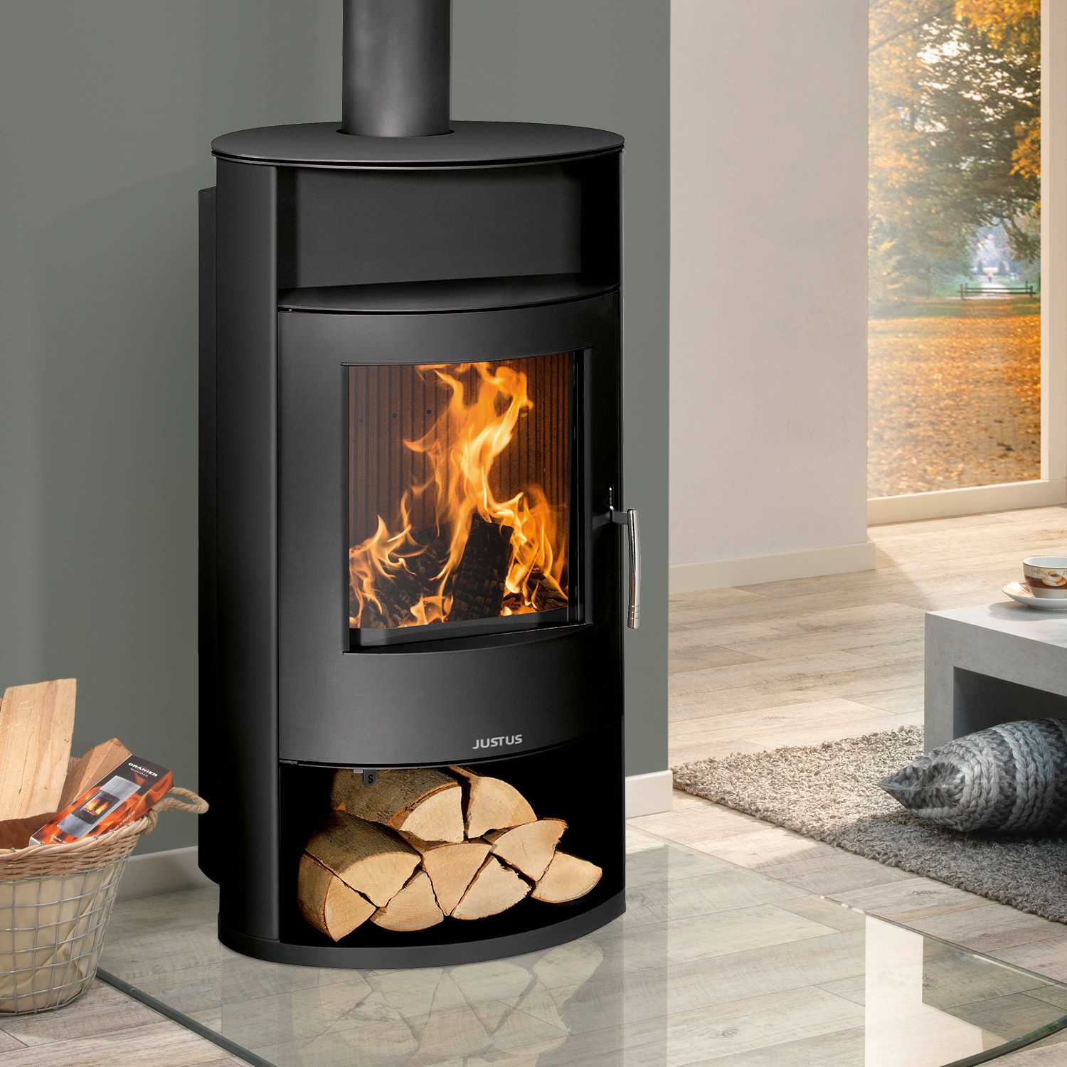 Justus Island Aqua II Wasserführender Kaminofen Stahl Schwarz Justus Island Aqua II Wasserführender Kaminofen Stahl Schwarz
