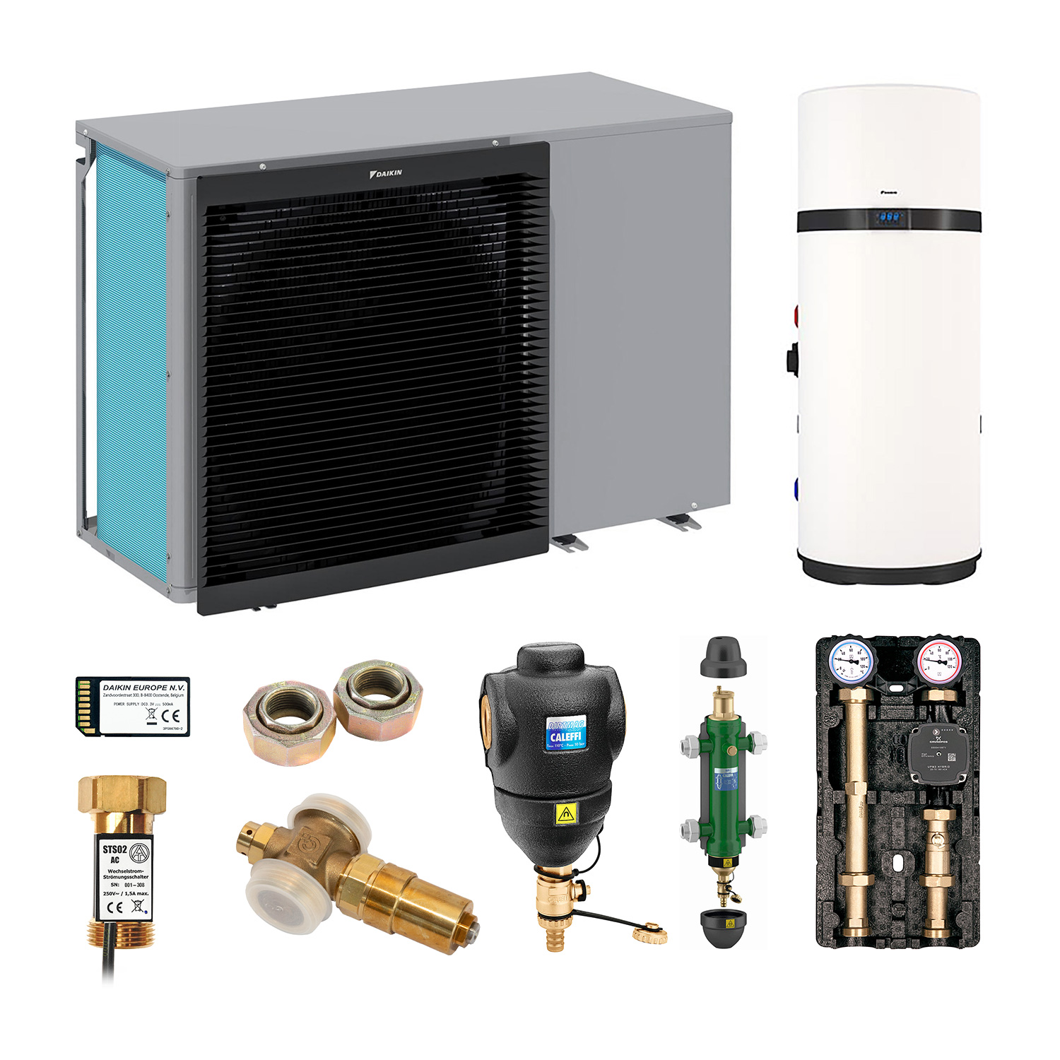 DAIKIN Altherma 3 M Baugröße 14 Monoblock-Wärmepumpe 12 kW – Set für Heizkörper mit Trinkwarmwasserbereitung über Brauchwasser-Wärmepumpe 200 L