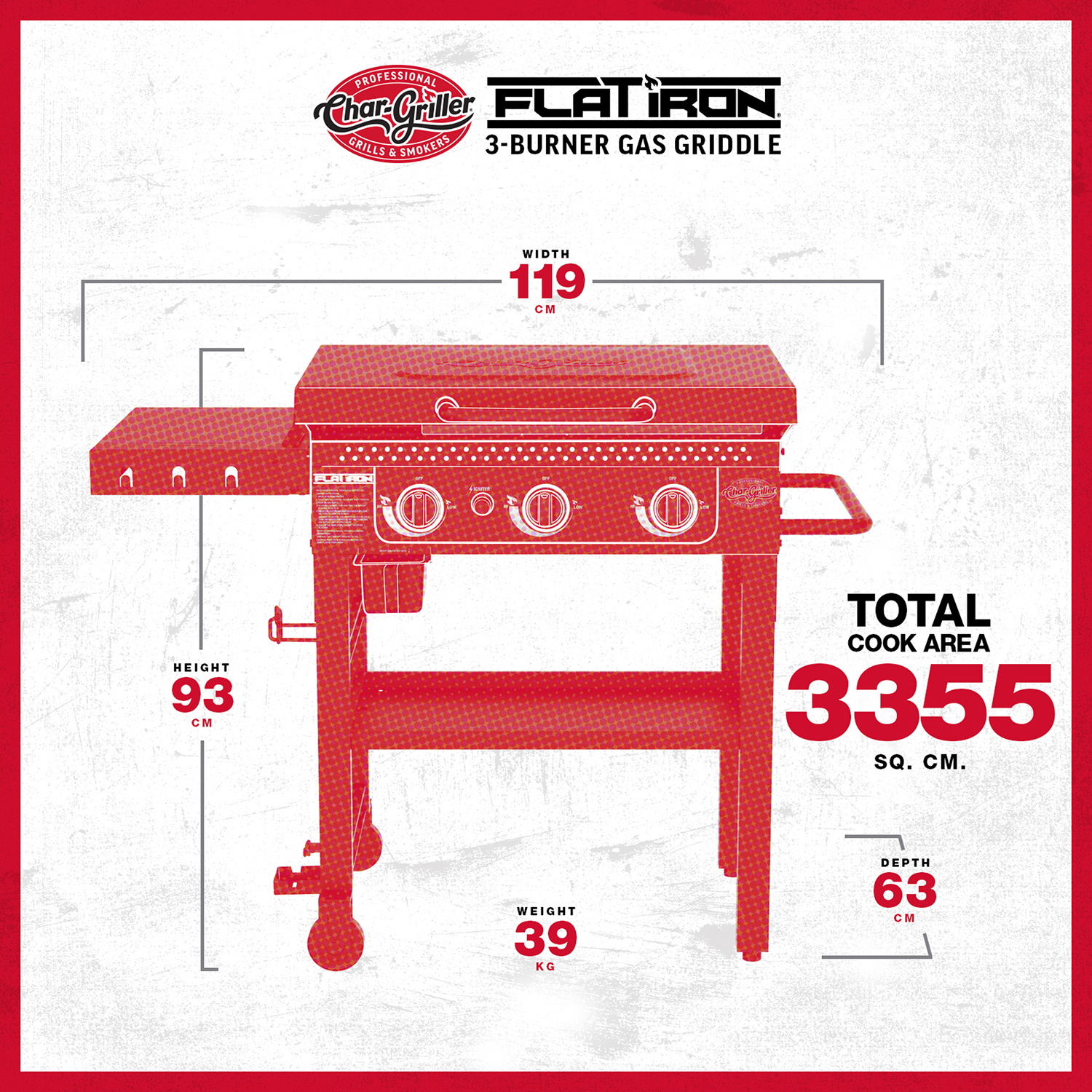 Char-Griller Flat Iron 3 Brenner Griddle Gasgrill