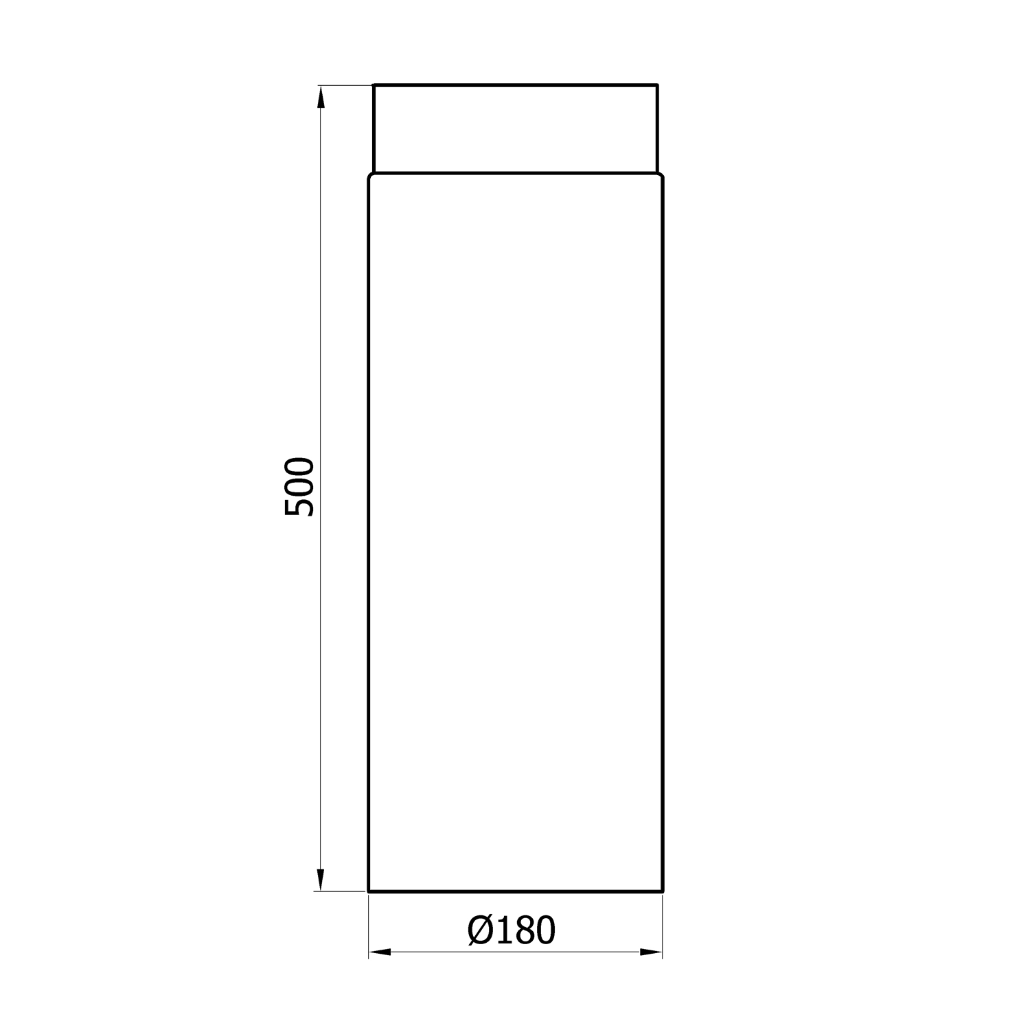 Raik Basic Längenelement 180mm schwarz L: 500mm für Rauchrohr / Ofenrohr