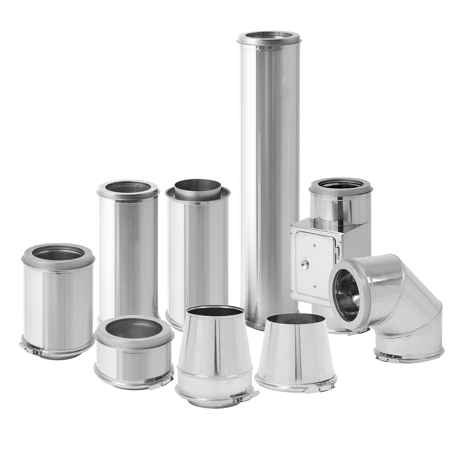 Edelstahlschornstein 130mm Komplett-Set 3,3 m Edelstahlschornstein 130mm Komplett-Set 3,3 m