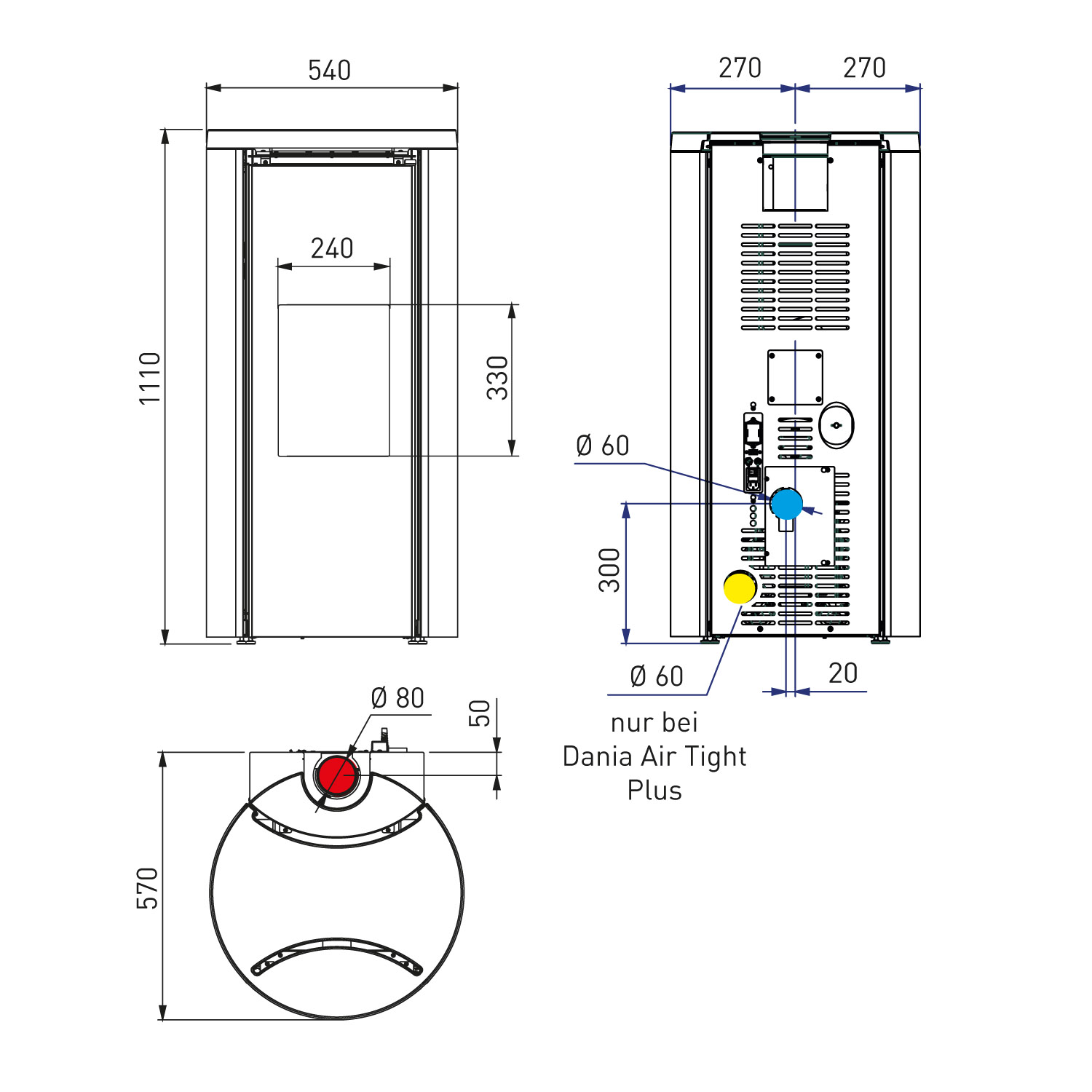 Edilkamin Celia Air Tight Plus Pelletofen Stahl Schwarz / Glas Weiß
