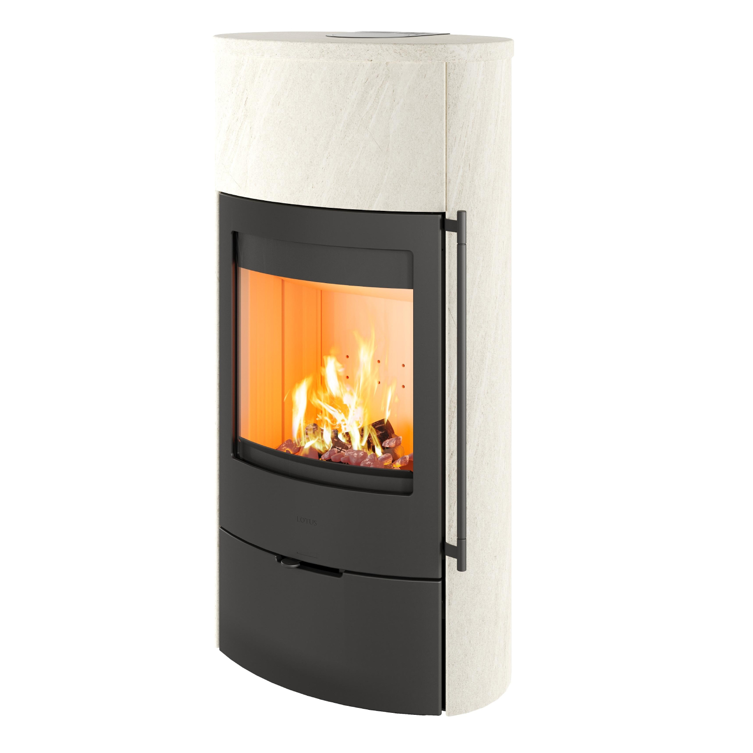 Lotus Jubilee 35 M Kaminofen Schwarz / Limestone, inkl. PowerStones, RR hinten od. RR oben