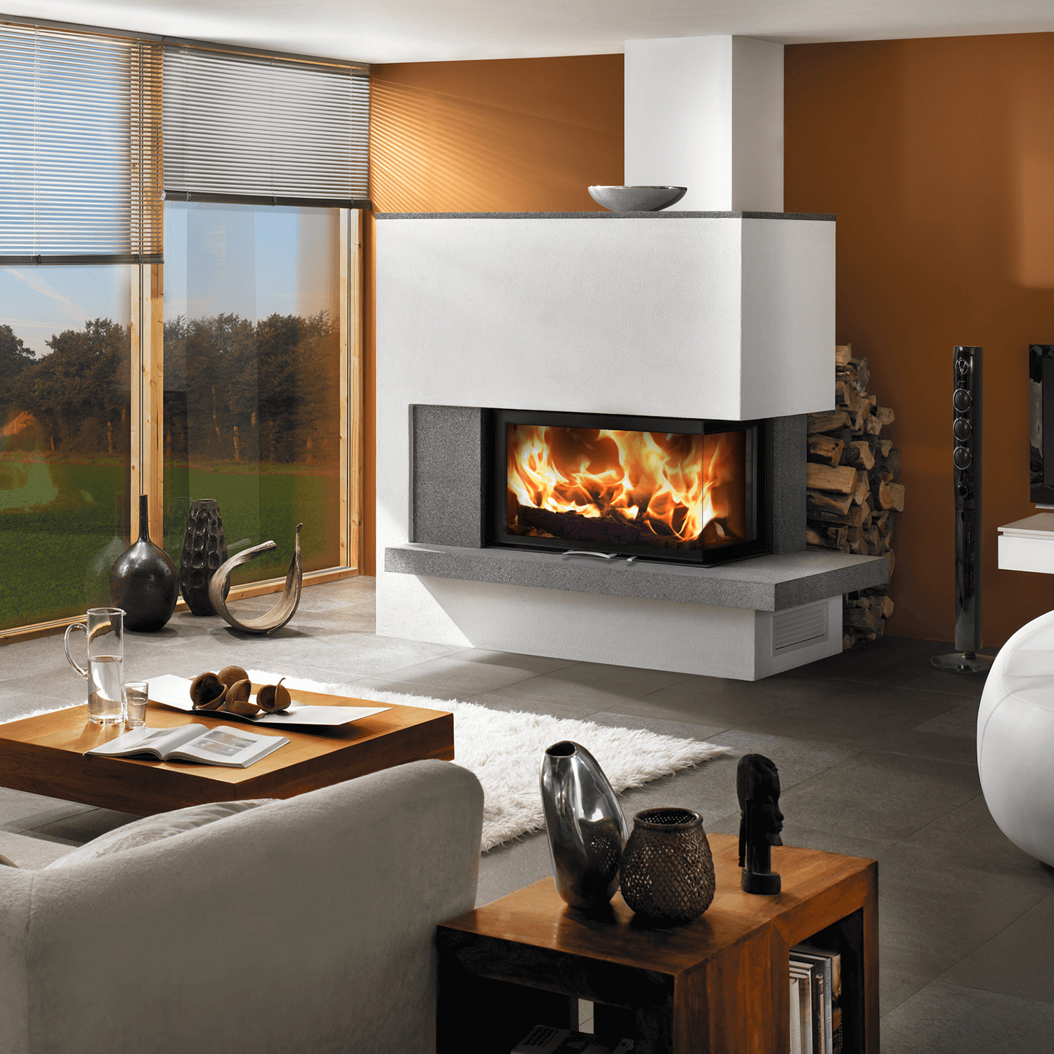 Austroflamm 89x49x57 S 2.0 Kamineinsatz Ecke rechts Feuerraum Schwarz