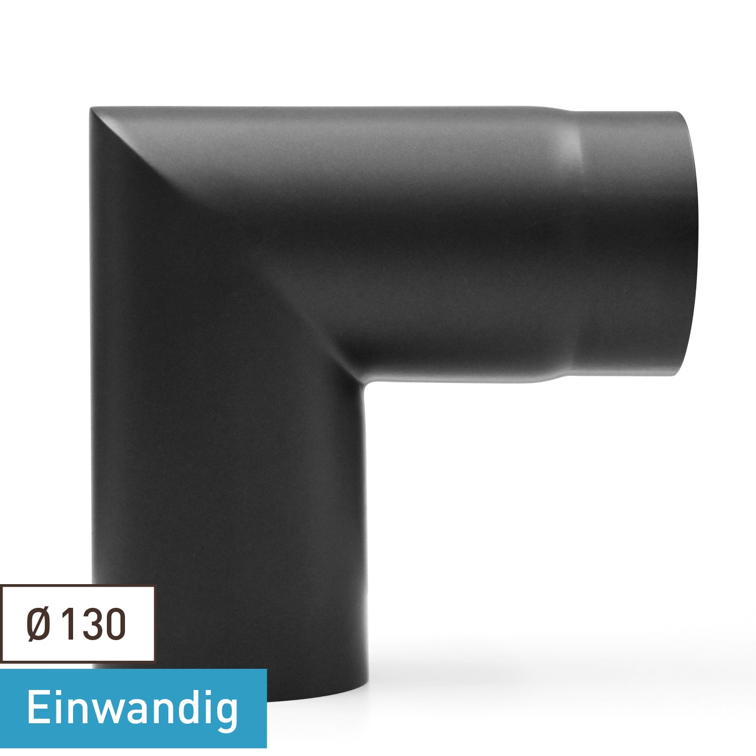 Raik Basic Rauchrohrbogen 130mm schwarz 90° – 2teilig, ohne Tür für Rauchrohr / Ofenrohr