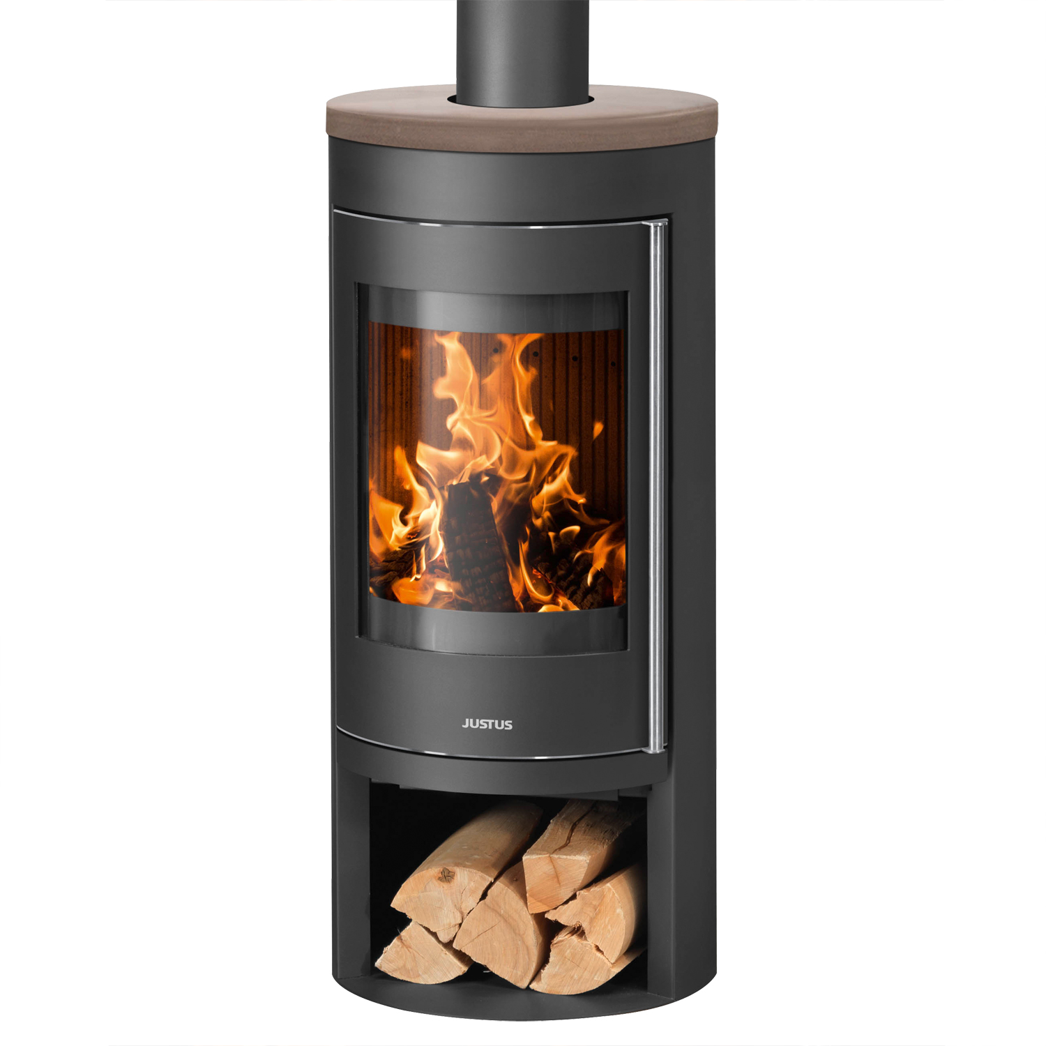 Justus Mino 2.0 Kaminofen Stahl Schwarz mit Keramik-Abdeckplatte Grappa