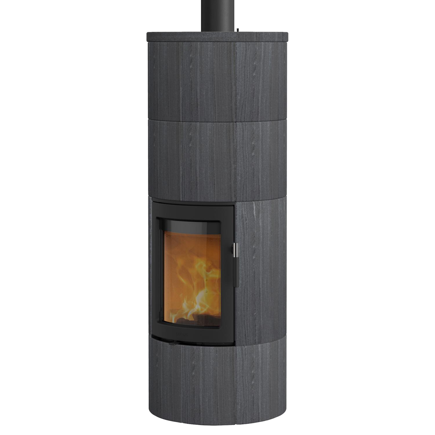 Lotus Maestro 2 Kaminofen Indian Night, Tür Schwarz, Rauchabgang oben