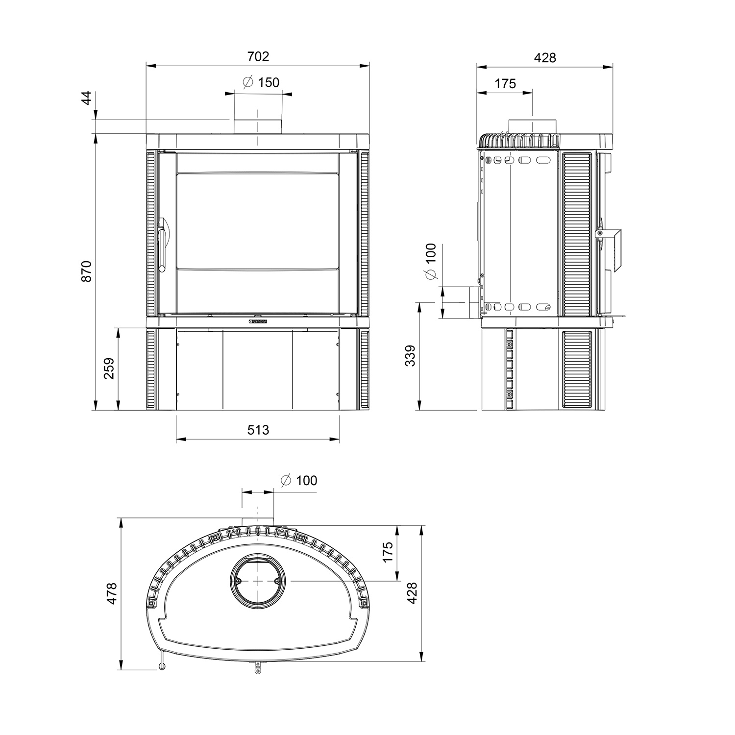 La Nordica Jennifer 16 Kaminofen Gusseisen Schwarz La Nordica Jennifer 16 Kaminofen Gusseisen Schwarz