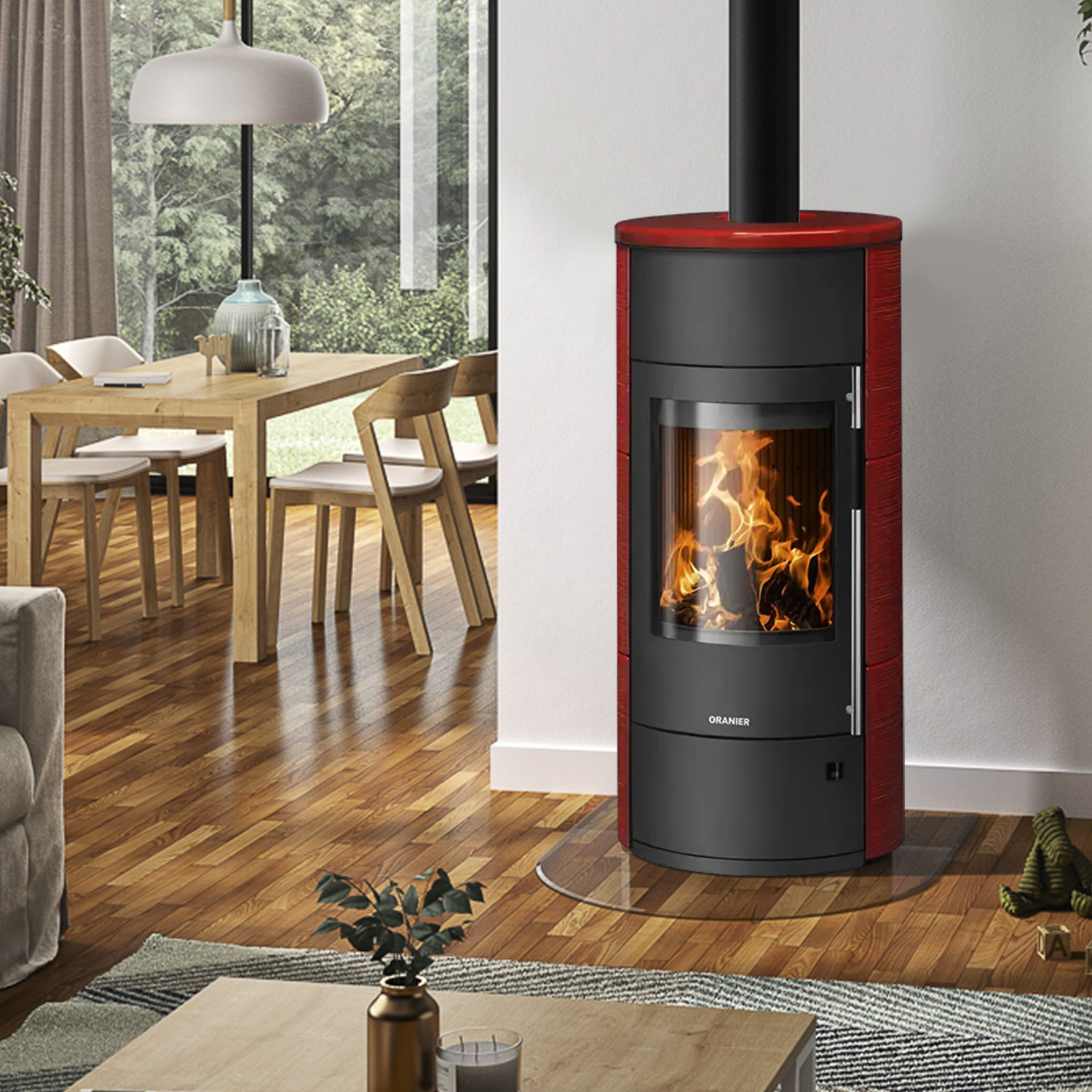 Oranier Polar Neo W+ Kaminofen Keramik Paprikarot