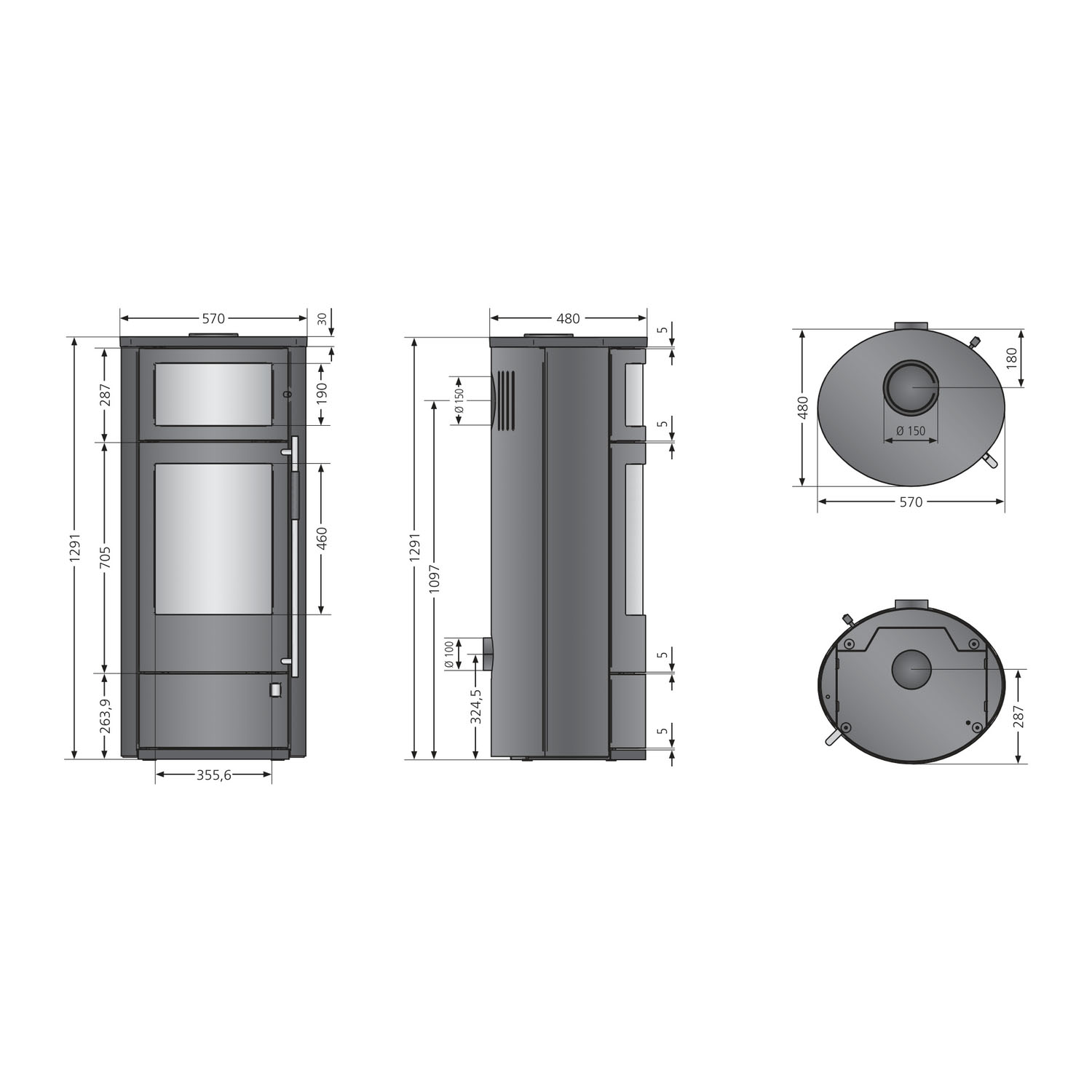 Oranier Polar Neo Bakery Kaminofen Stahl Schwarz