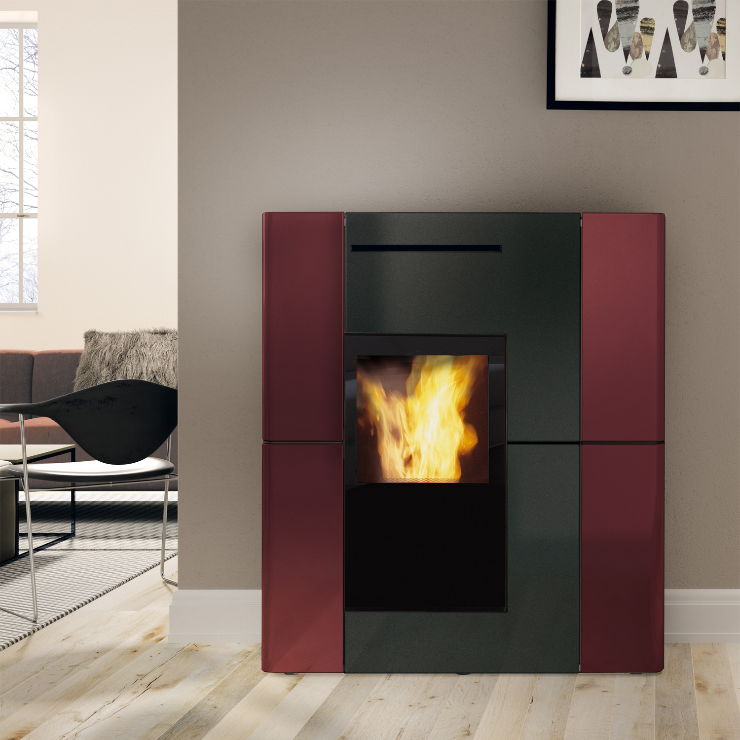 Edilkamin Blade H 23 Evo wasserführendender Pelletofen Keramik Bordeaux inkl. Kit R-FX Edilkamin Blade H 23 Evo wasserführendender Pelletofen Keramik Bordeaux inkl. Kit R-FX