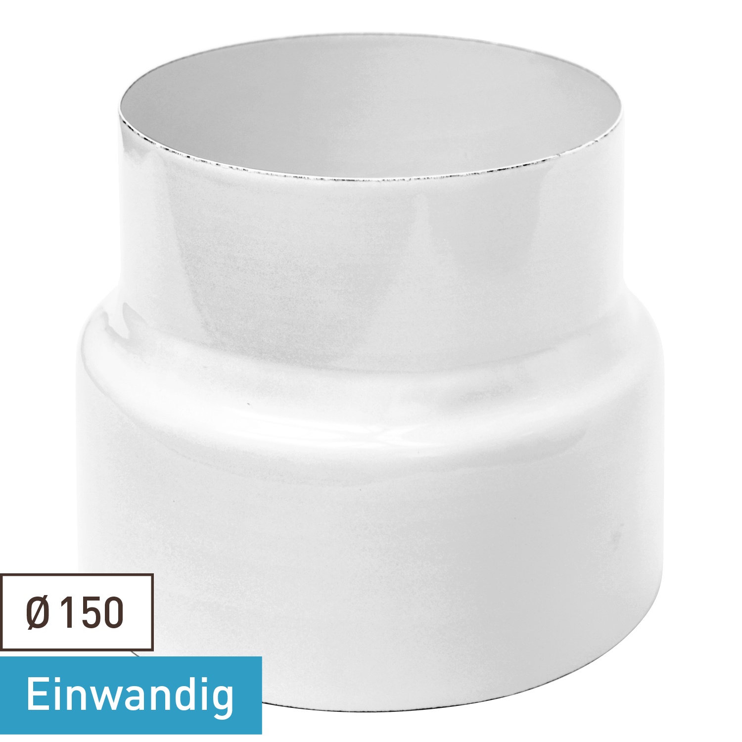 Raik Rauchrohr / Ofenrohr Emaille Reduzierung 150mm - 130mm Weiß