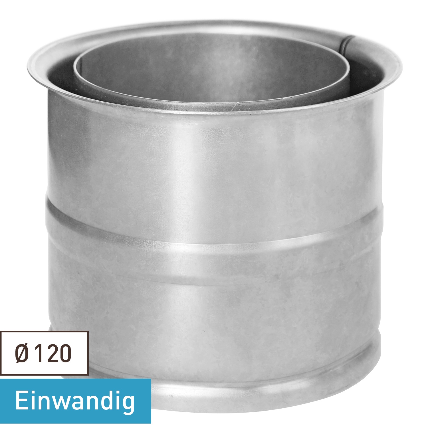 Raik Basic Rauchrohr / Ofenrohr 120mm - Doppelwandfutter blank