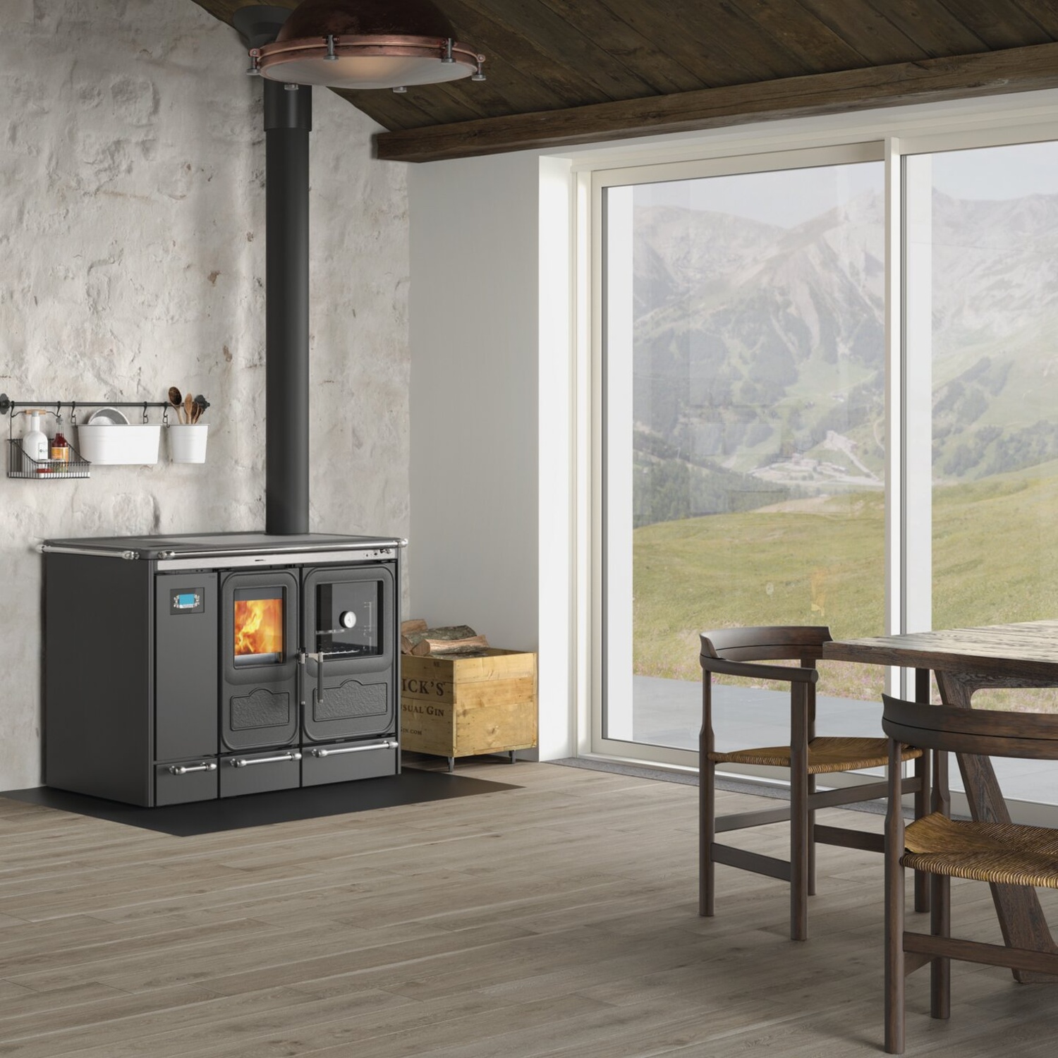 La Nordica SIERRA.16 - Anthrazit Schwarz wasserführender Küchenofen