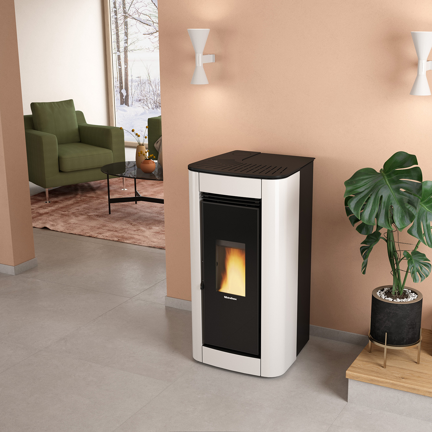 Extraflame Prestige Line Ilary Plus Top Pelletofen Weiß