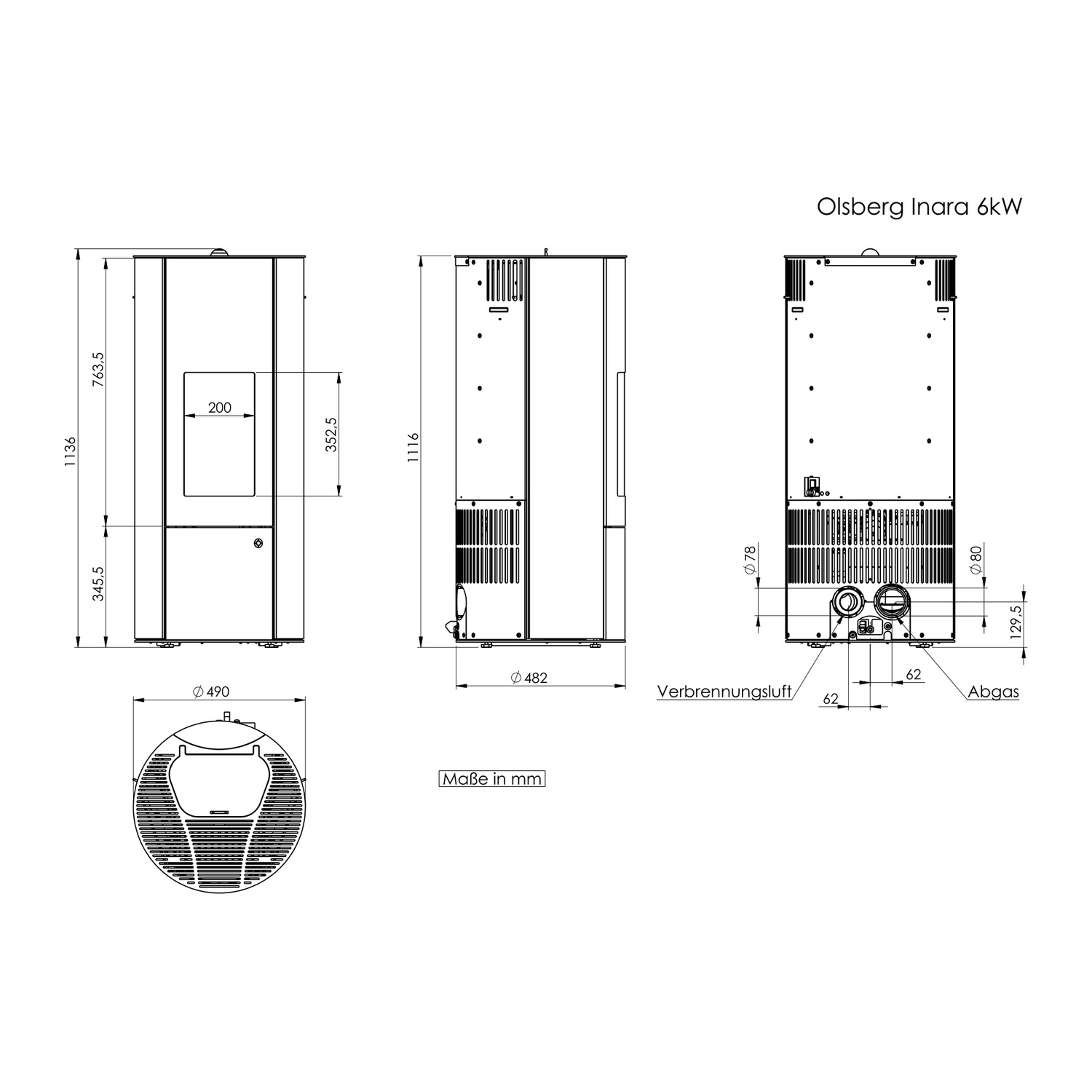 Olsberg Inara 3.0 Pelletofen Stahl Schwarz/Naturstein Serpentin