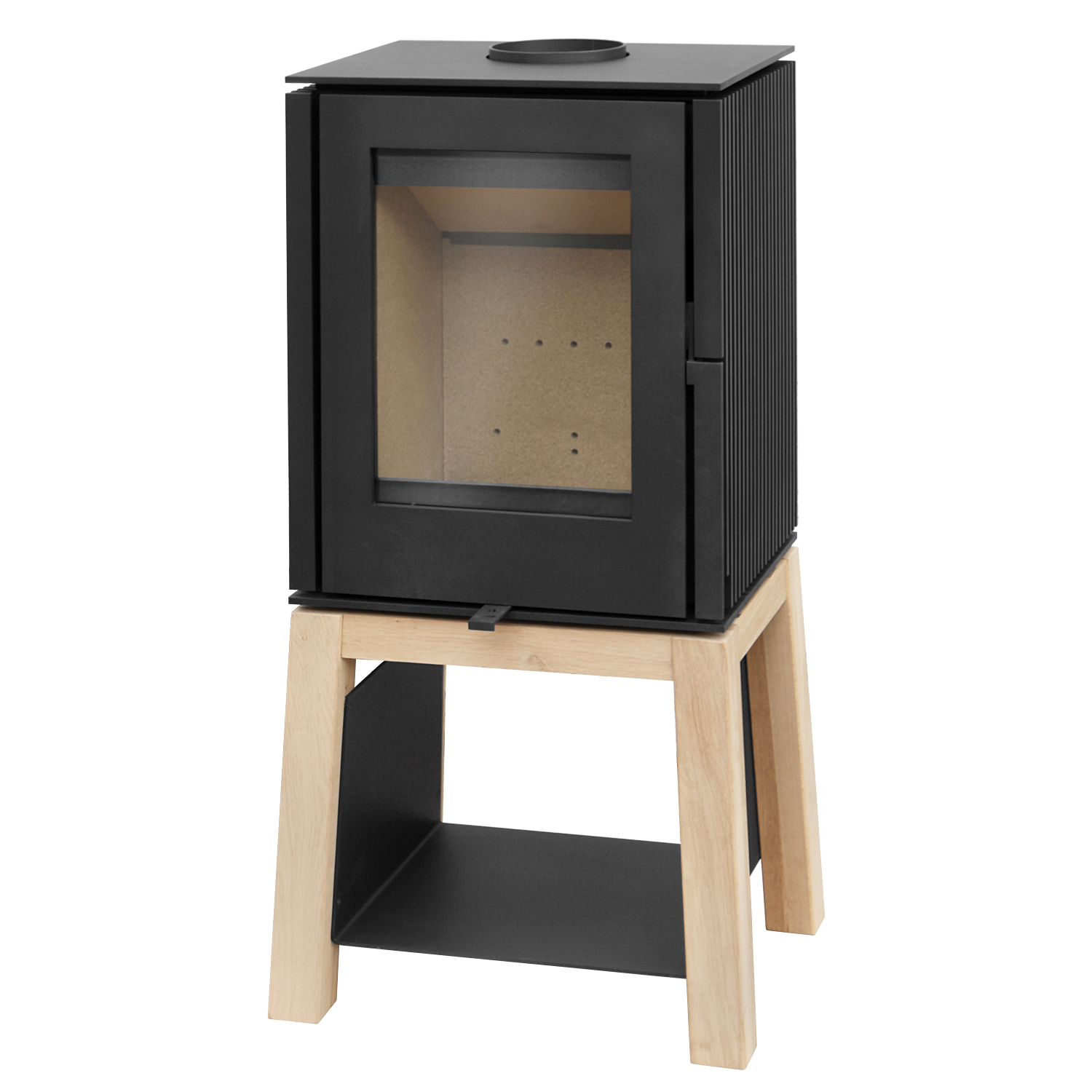 Schmitzker Cuby Kaminofen mit Holzsockel Schmitzker Cuby Kaminofen mit Holzsockel