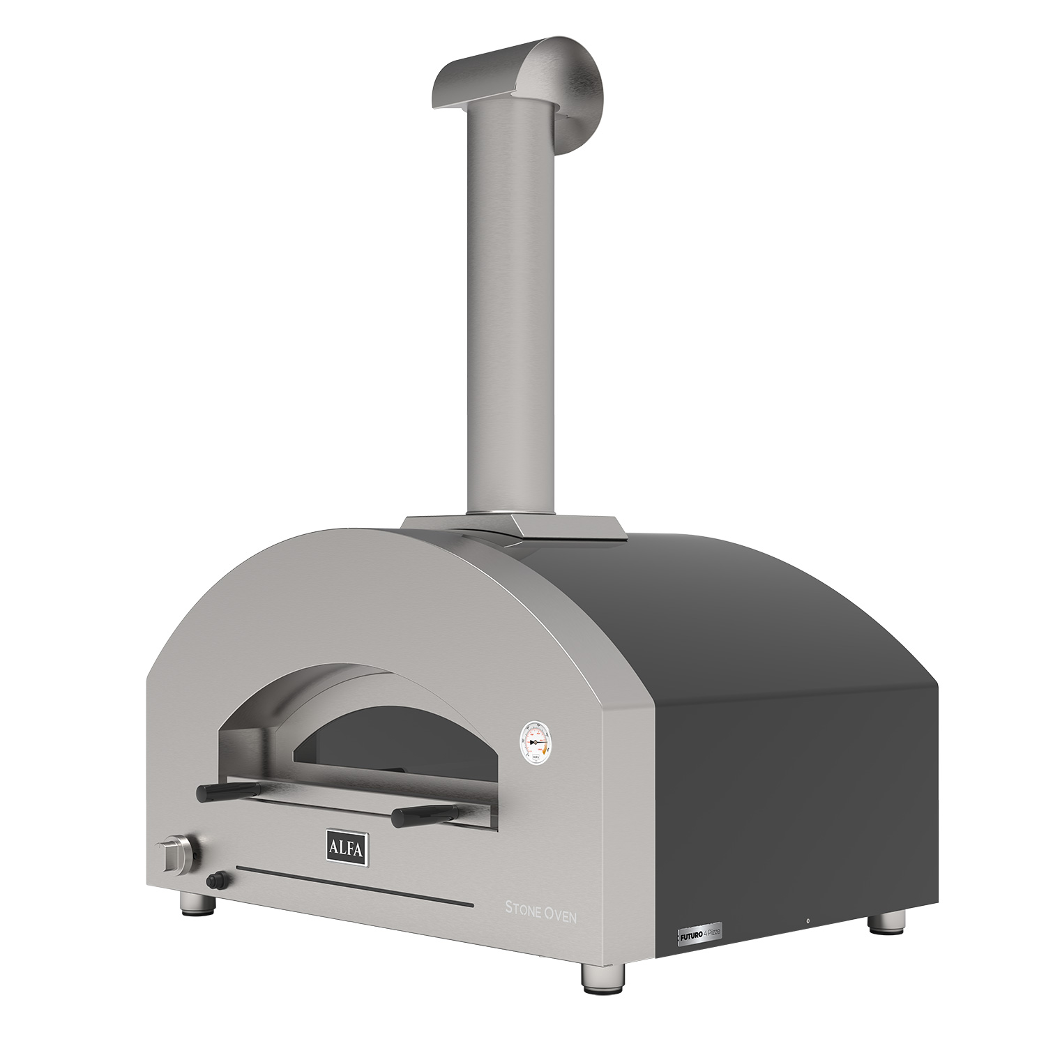 Alfa Futuro 4 Pizze Hybrid-Pizzaofen Silber-Schwarz ohne Unterbau Alfa Futuro 4 Pizze Hybrid-Pizzaofen Silber-Schwarz ohne Unterbau