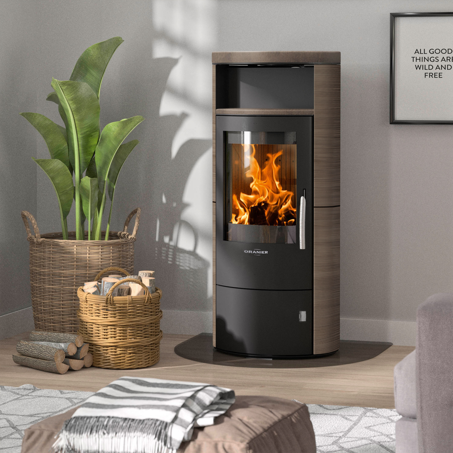 Oranier Polar 7 2.0 Kaminofen Stahl Schwarz / Keramik Grappa