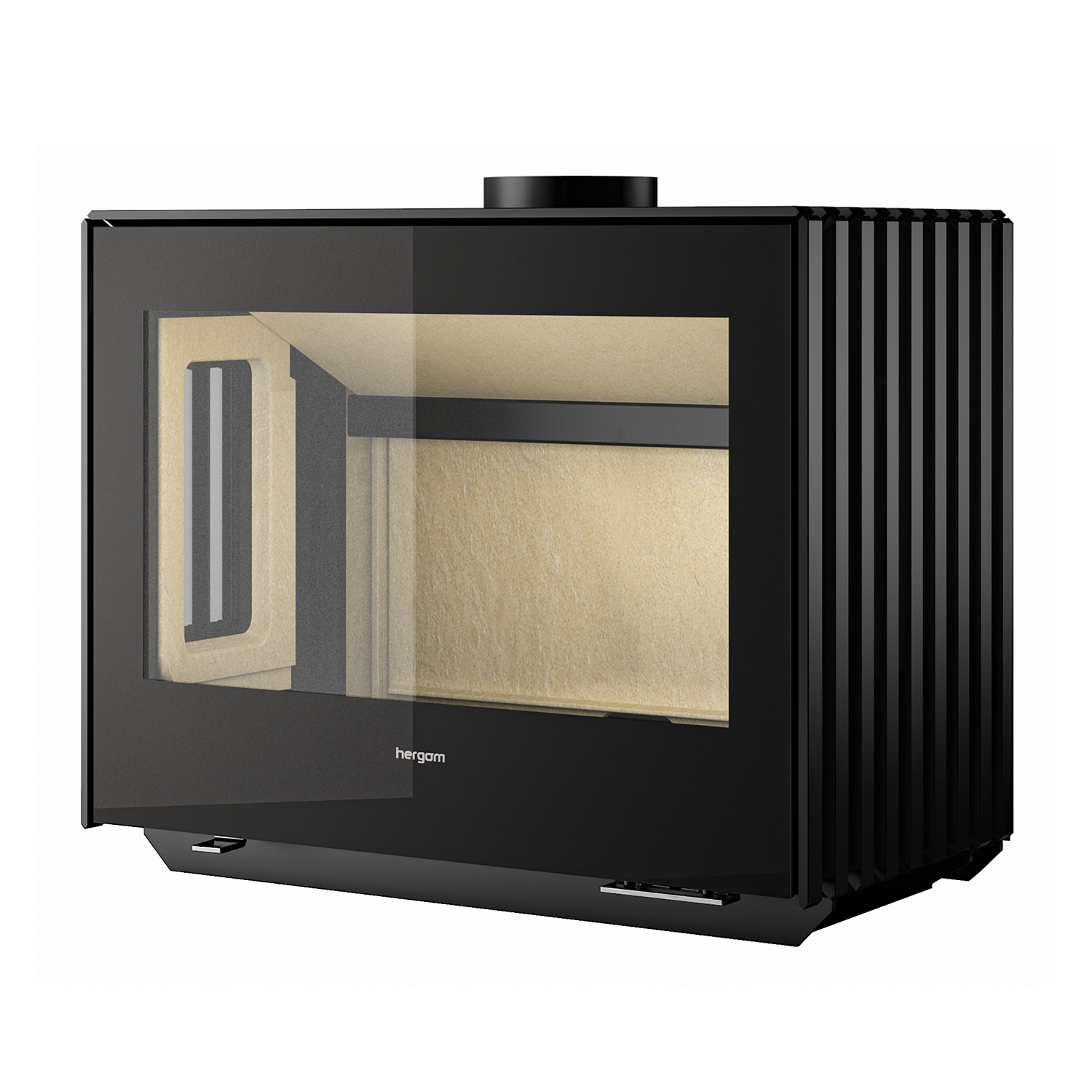 Hergom Glance LVP Kaminofen Gusseisen schwarz inkl. Wandbefestigung