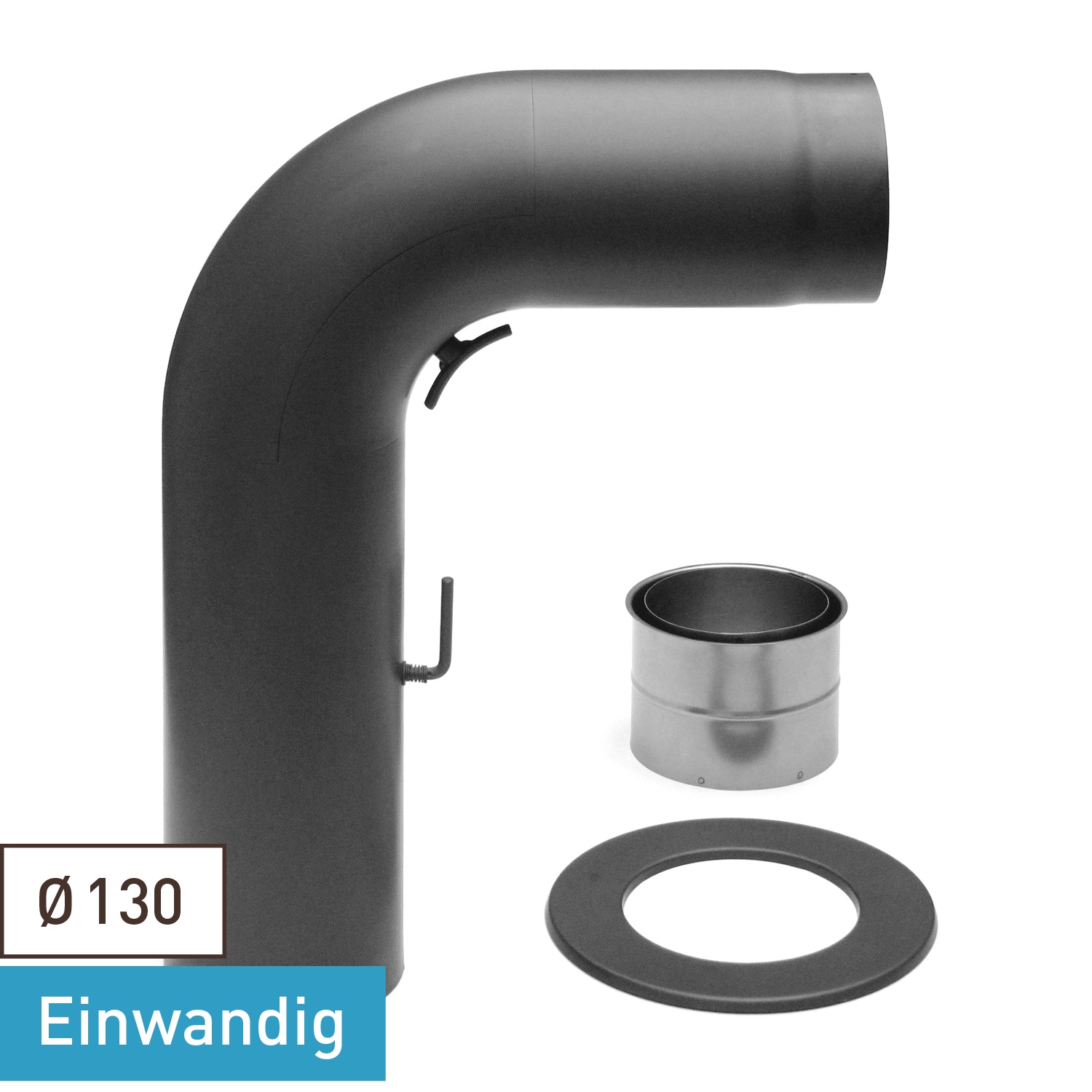 Raik Basic Rauchrohrbogen-Set 130mm gussgrau FULLFORM rund für Rauchrohr / Ofenrohr