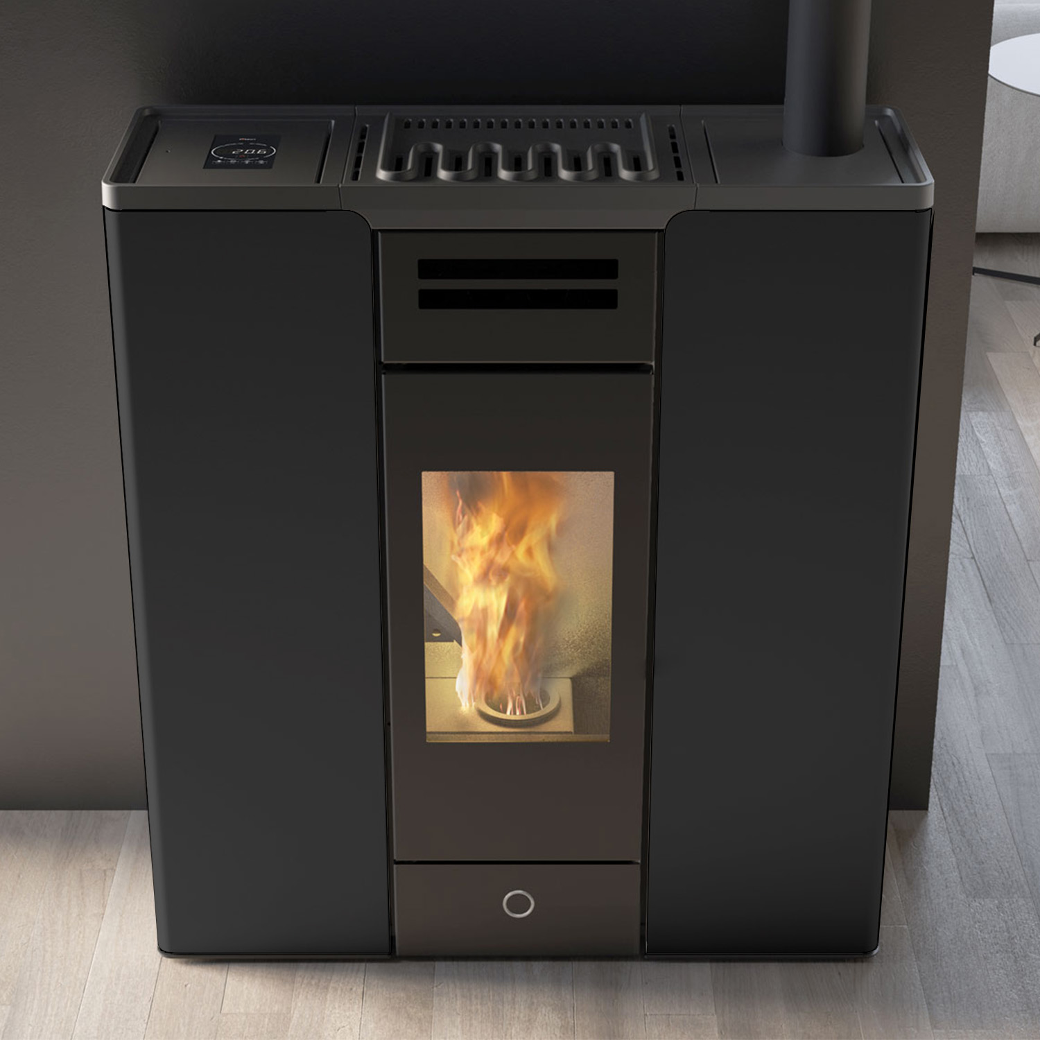 EK63 Entity 90+ Evo Pelletofen Stahl schwarz