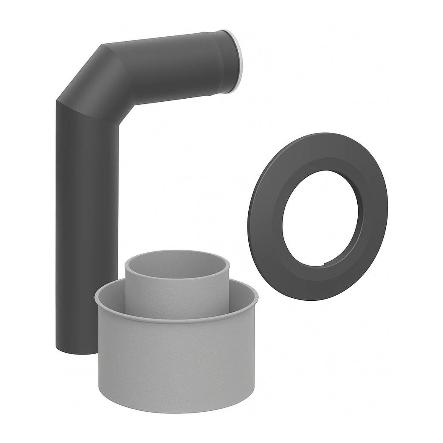 Raik Lifestyle Set Winkelbogen 150mm grau 90° 3-tlg mit Tür für Rauchrohr / Ofenrohr