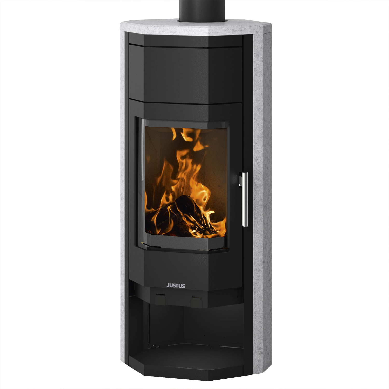 Justus Usedom 5 W+ 2.0 Kaminofen Stahl Schwarz/Speckstein