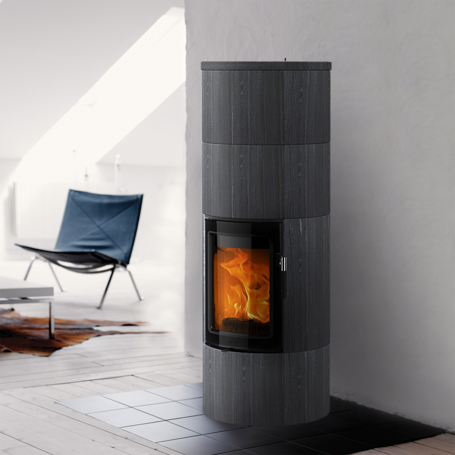 Lotus Maestro 2 Kaminofen Indian Night, Tür Magic, Rauchabgang hinten