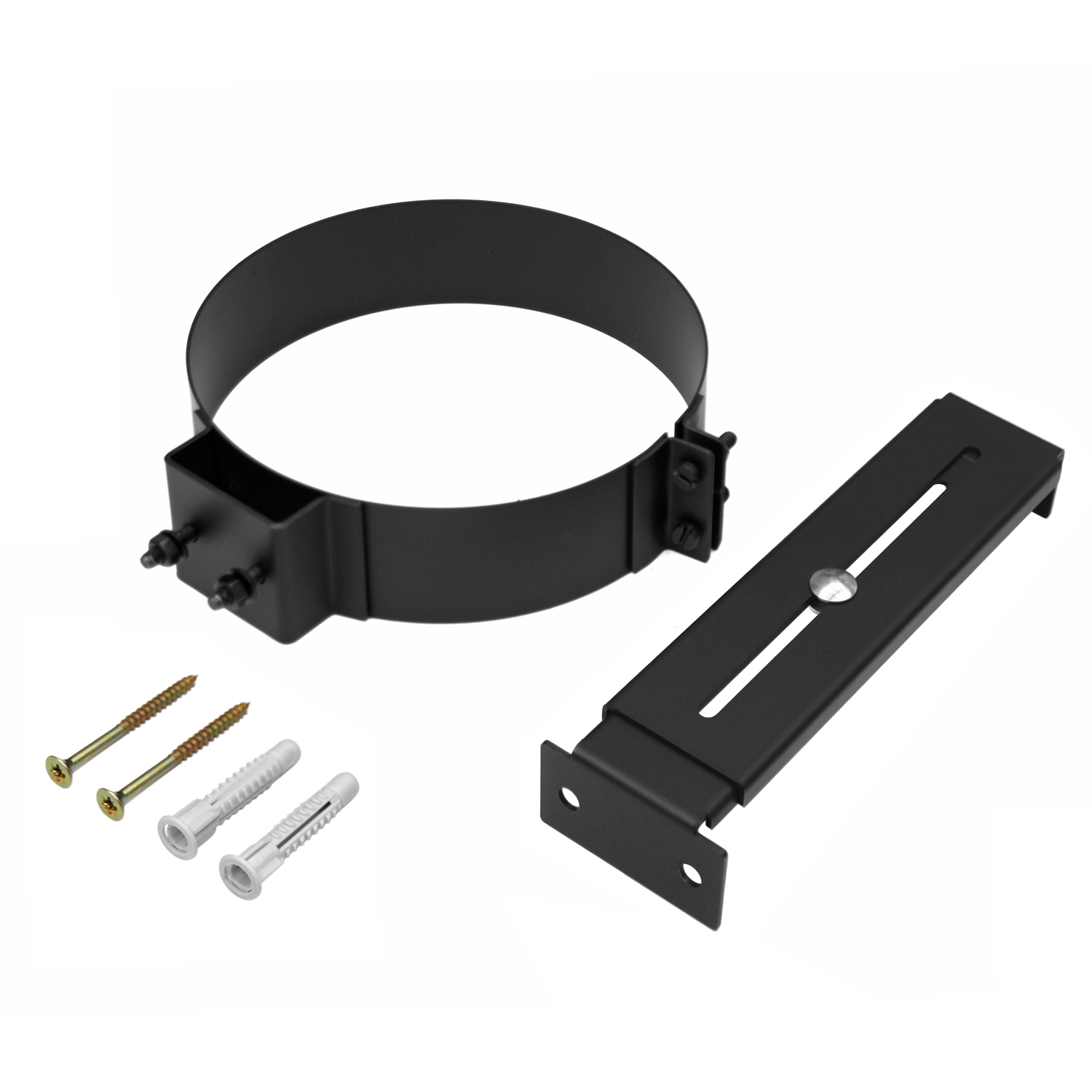Raik Rohrschelle mit Abstandshalter für doppelwandige Rauchrohre Izoker 150 mm Schwarz für RR-Außendurchmesser 175 mm Raik Rohrschelle mit Abstandshalter für doppelwandige Rauchrohre Izoker 150 mm Schwarz für RR-Außendurchmesser 175 mm