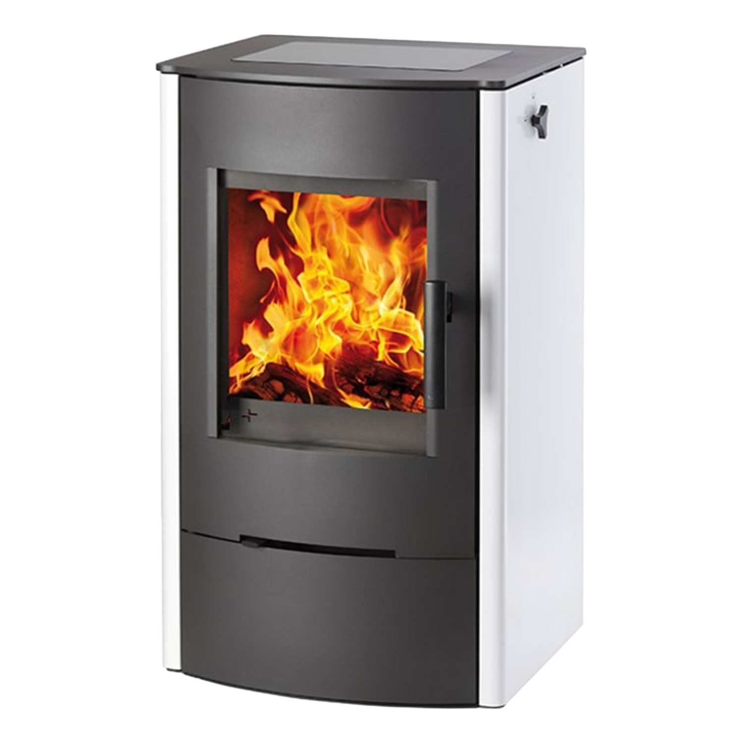 Haas+Sohn ELLMAU COOK easy Kaminofen mit Glaskeramik-Kochplatte weiß