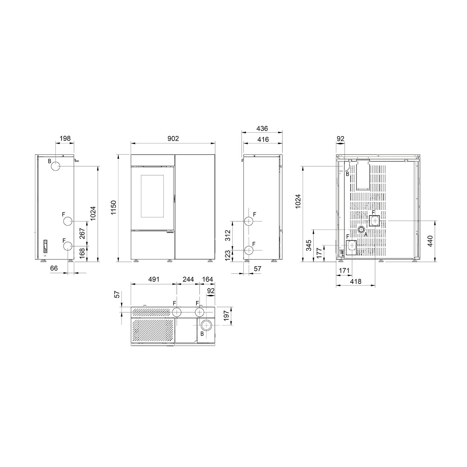 Extraflame Evolution Line Annalisa Plus Crystal Pelletofen Schwarz