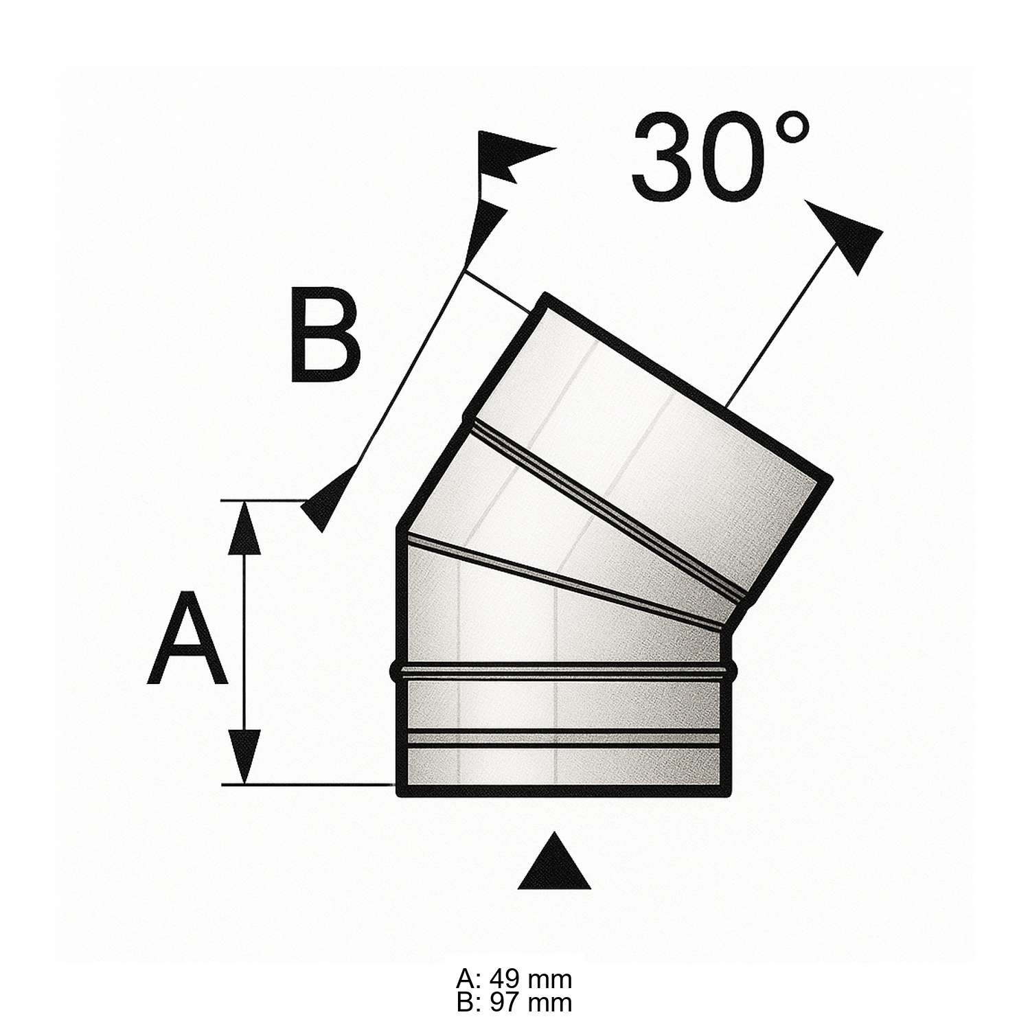 Schiedel PRIMA PLUS Bogen 30° Ø113 mm einwandig matt